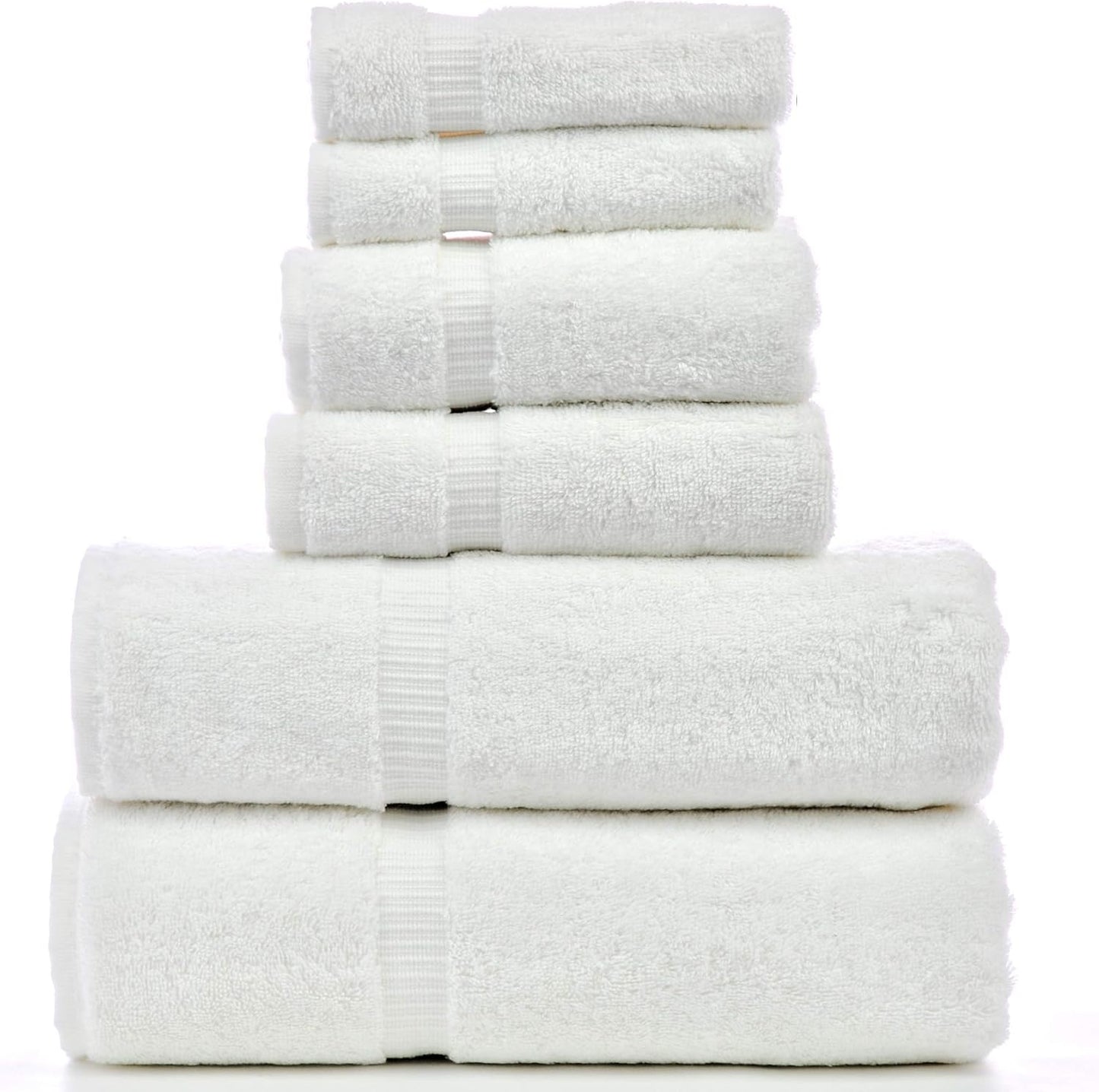 Luxury Hotel & Spa Quality, Quick Dry 100% Turkish Cotton, 700 GSM, Eco Friendly Towel, Bathroom and Kitchen Dobby Border Towels, 2-Bath Towel, 2-Hand Towel, 2-Washcloth (Bundle Set of 6, Moss)