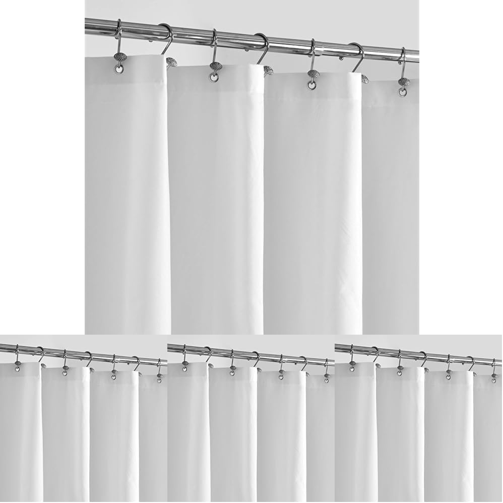 ALYVIA SPRING Waterproof Fabric Shower Curtain Liner with 3 Magnets - Soft Hotel Quality Cloth Shower Liner, Light-Weight & Machine Washable - Standard Size 72x72, White