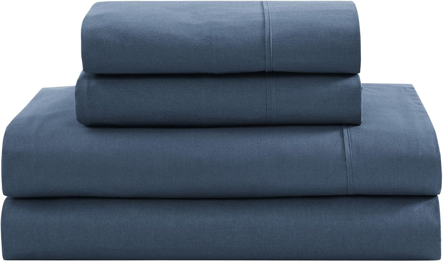 LANE LINEN 100% Organic Cotton Twin Sheets Set, 3Pc Twin Bed Sheets, Soft & Comfy Breathable Cotton Percale Sheets for Twin Size Bed, Dorm Room Essentials Low Pill Fade Resistant White Sheets