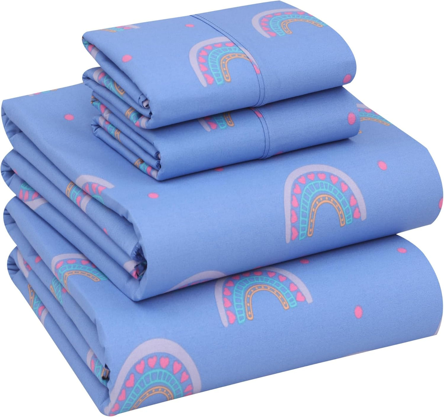 RUVANTI 100% Cotton Sheets Queen Size Set, 4 Pieces, Soft & Breathable Percale Weave Bedding, Deep Pocket 16", Hotel Standard, Crisp Cool Feeling, Durable, Perfect Floral Bed Sheet, Sweet Pea