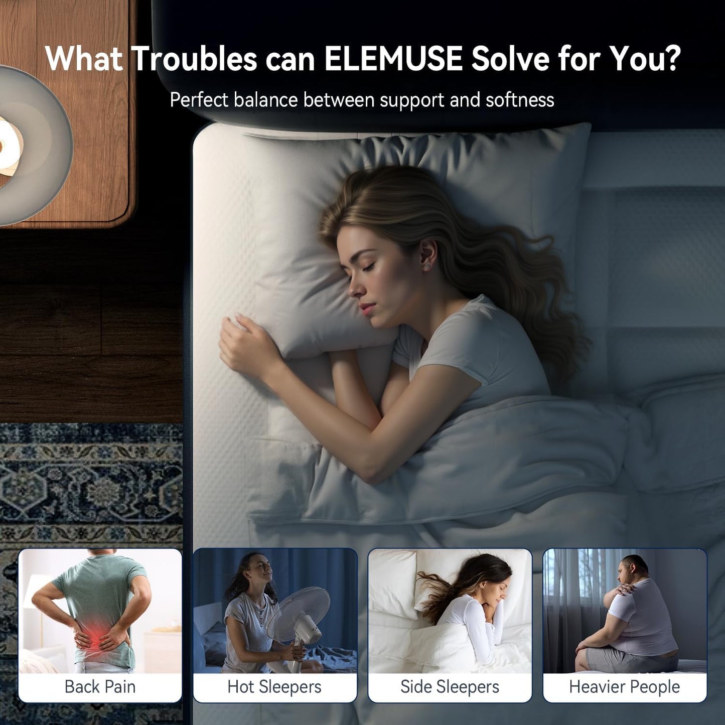 ELEMUSE Full XL Dual Layer 3 Inch Memory Foam Mattress Topper, 2 Inch Cooling Gel Memory Foam and 1 Inch Thick Soft Pillow Top Mattress Pad Cover for Back Pain Relief, Side Sleep Bed Topper