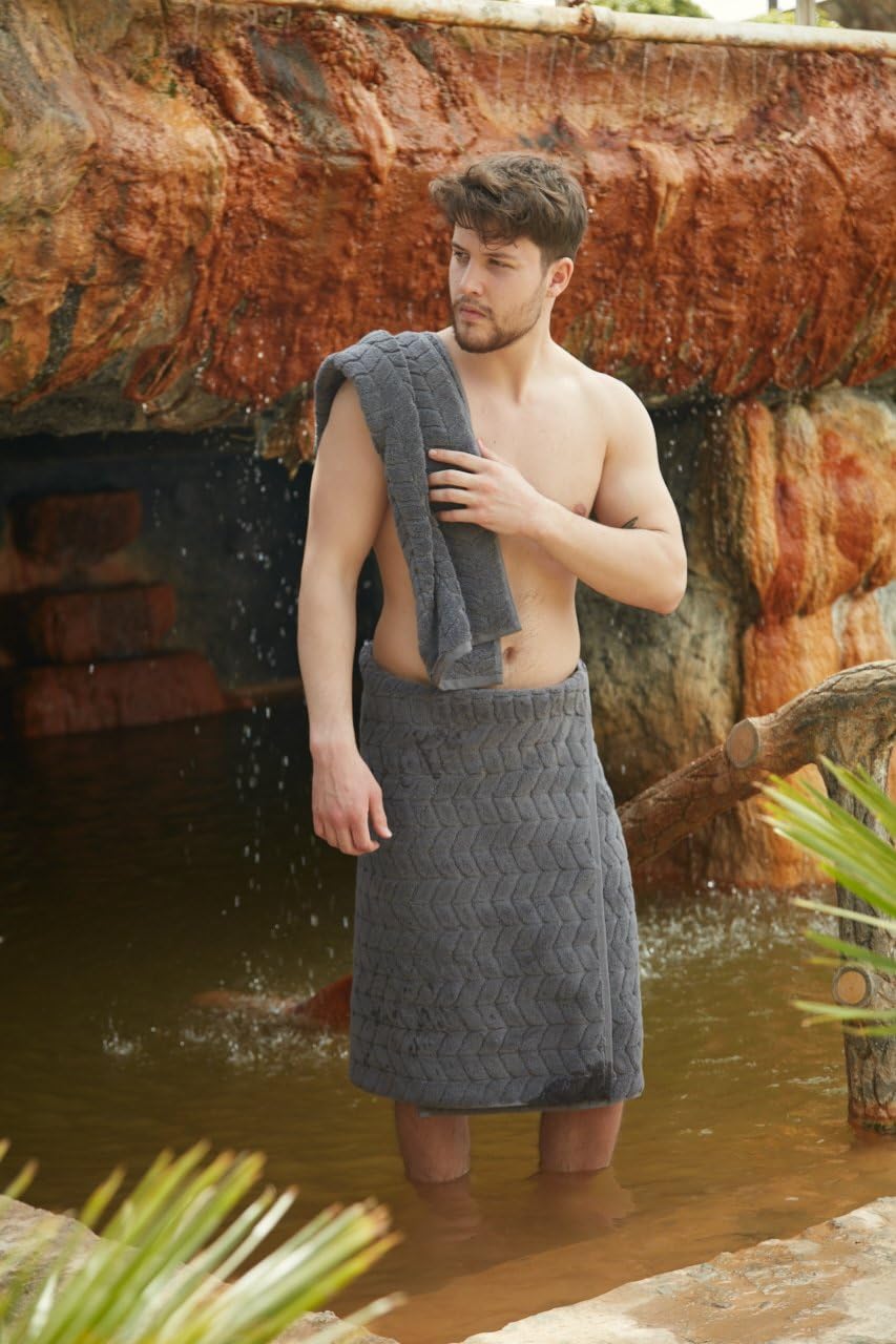 BAGNO MILANO 100% Turkish Cotton Jacquard Luxury Towel Set – Quick Dry Non-GMO Ultra-Soft, Plush and Absorbent Luxury Durable Turkish Towels Set (Grey, 6 pcs Towel Set)