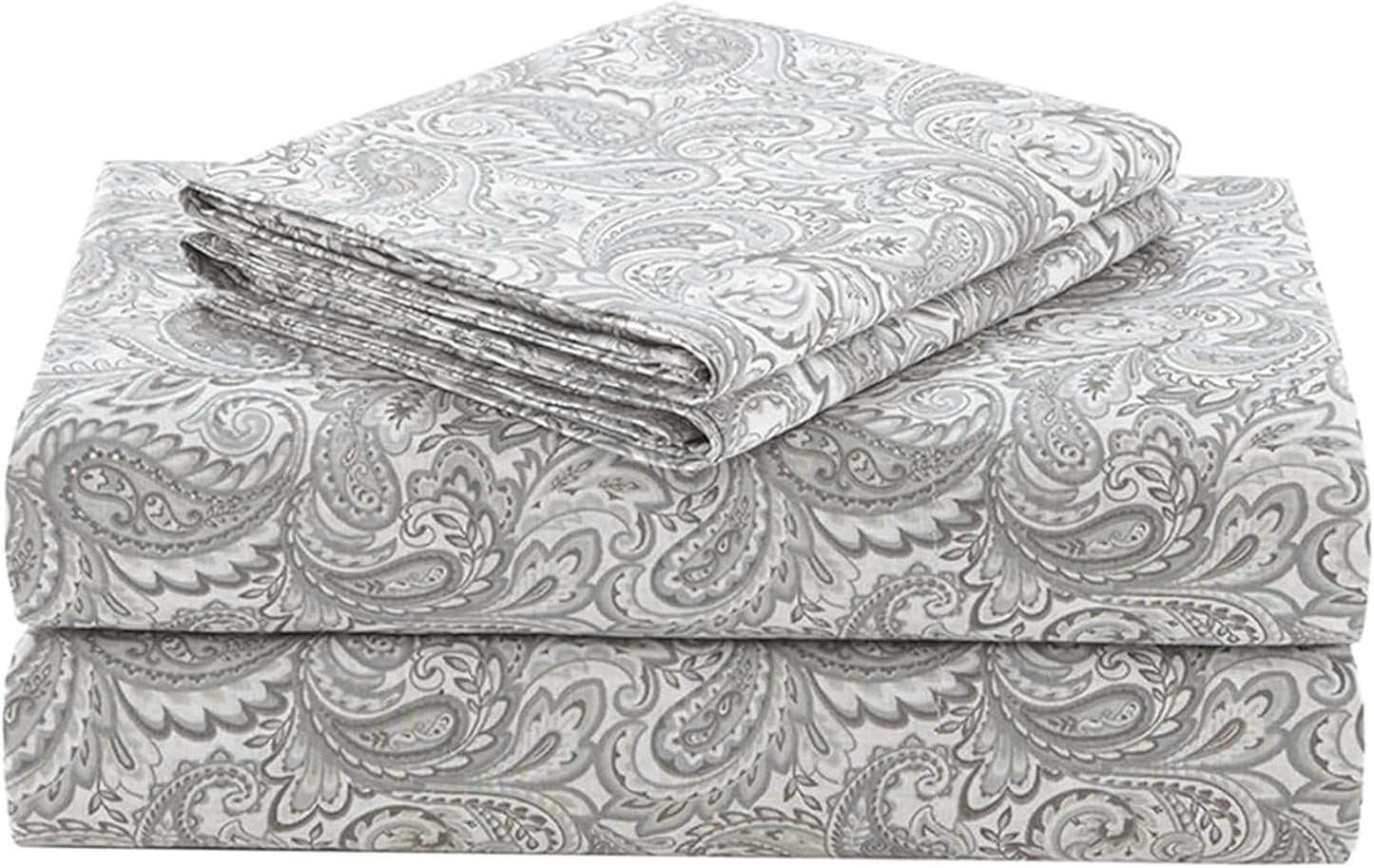 Comfort Spaces 100% Cotton Sheets King, Breathable, Naturally Cool Cotton Sheets, Soft Cotton Bed Sheets with 14" Elastic Pocket Fits up to 16" Mattress, All Seasons Sheet Set, Paisley Multi 4 Piece