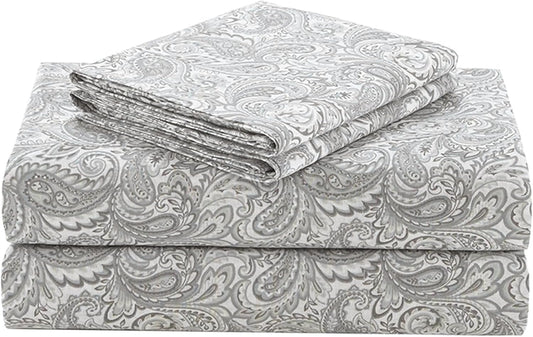 Comfort Spaces 100% Cotton Sheets King, Breathable, Naturally Cool Cotton Sheets, Soft Cotton Bed Sheets with 14" Elastic Pocket Fits up to 16" Mattress, All Seasons Sheet Set, Paisley Multi 4 Piece