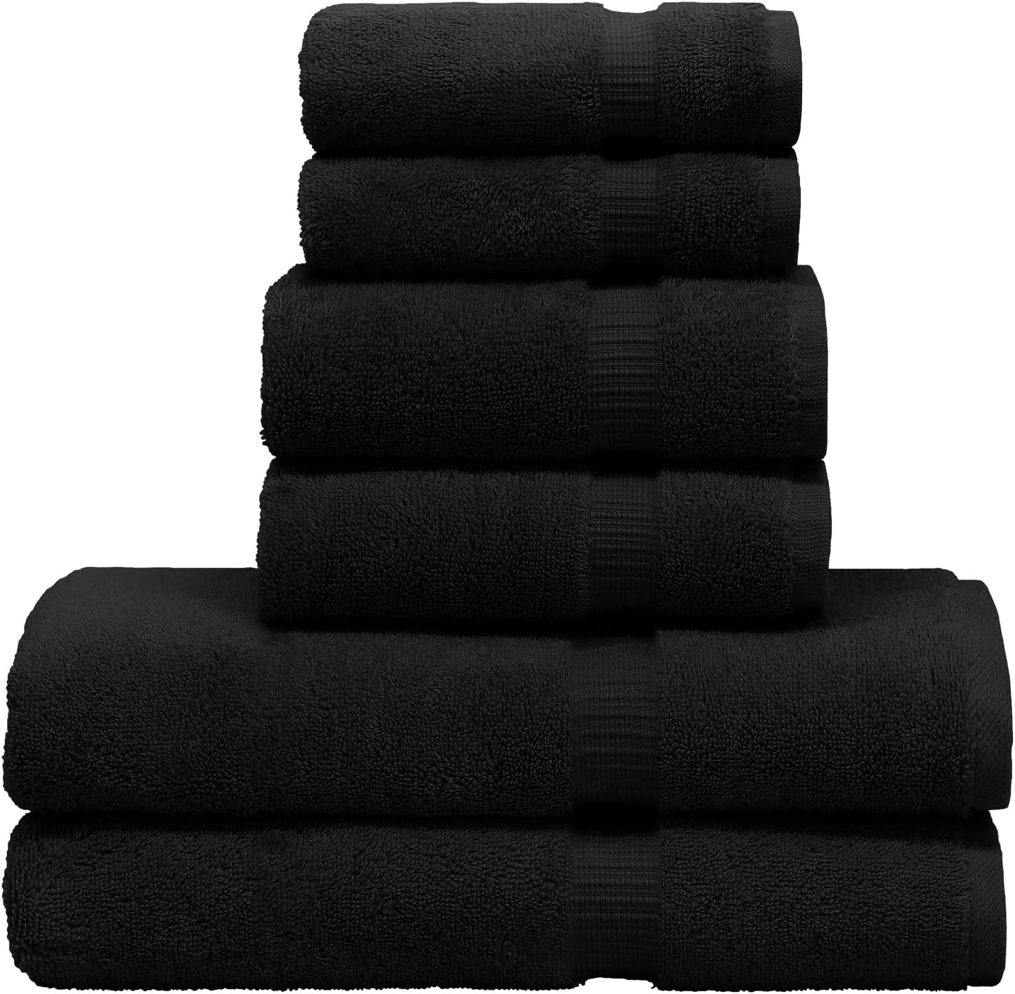 Luxury Hotel & Spa Quality, Quick Dry 100% Turkish Cotton, 700 GSM, Eco Friendly Towel, Bathroom and Kitchen Dobby Border Towels, 2-Bath Towel, 2-Hand Towel, 2-Washcloth (Bundle Set of 6, Moss)