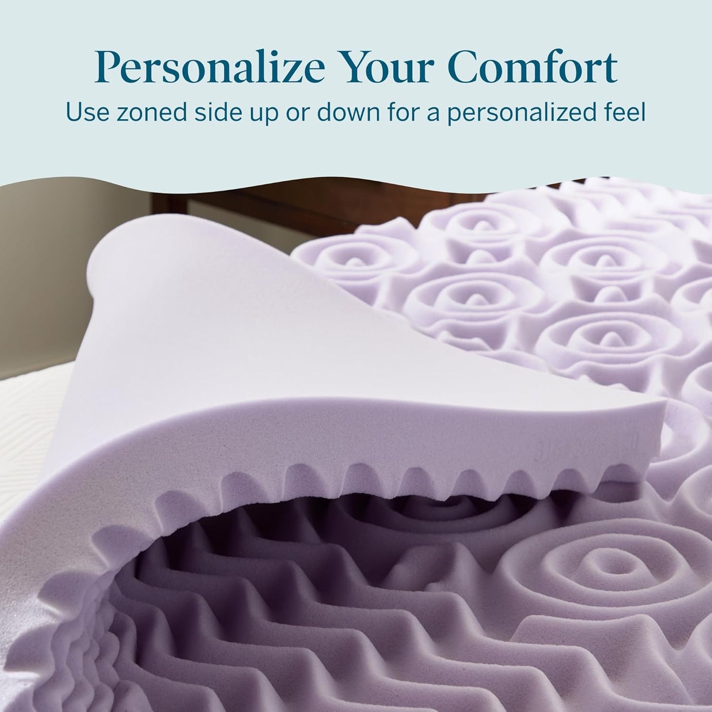 LUCID Lavender Infused 3 Inch Memory Foam Mattress Topper with 5 Zones – Queen Size – Plush Feel – CertiPUR Certified – Dorm Room Essentials