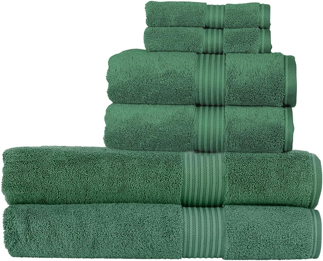 Christy Supreme Hygro 6 Piece Towel Set | Spruce Green | 100% Luxury Supima Cotton | Ultra Soft | Super Absorbent | 650GSM | 2 Bath Towels 2 Hand Towels 2 Face Cloths
