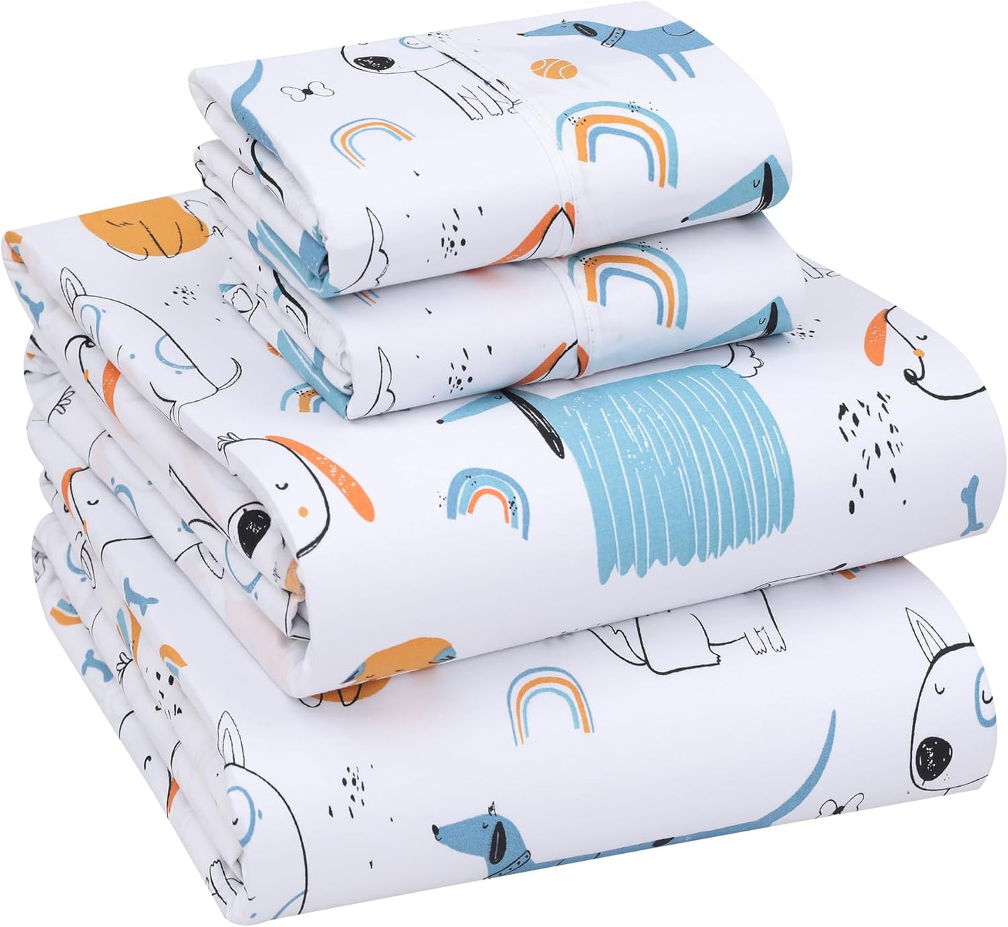 RUVANTI 100% Cotton Sheets Queen Size Set, 4 Pieces, Soft & Breathable Percale Weave Bedding, Deep Pocket 16", Hotel Standard, Crisp Cool Feeling, Durable, Perfect Floral Bed Sheet, Sweet Pea