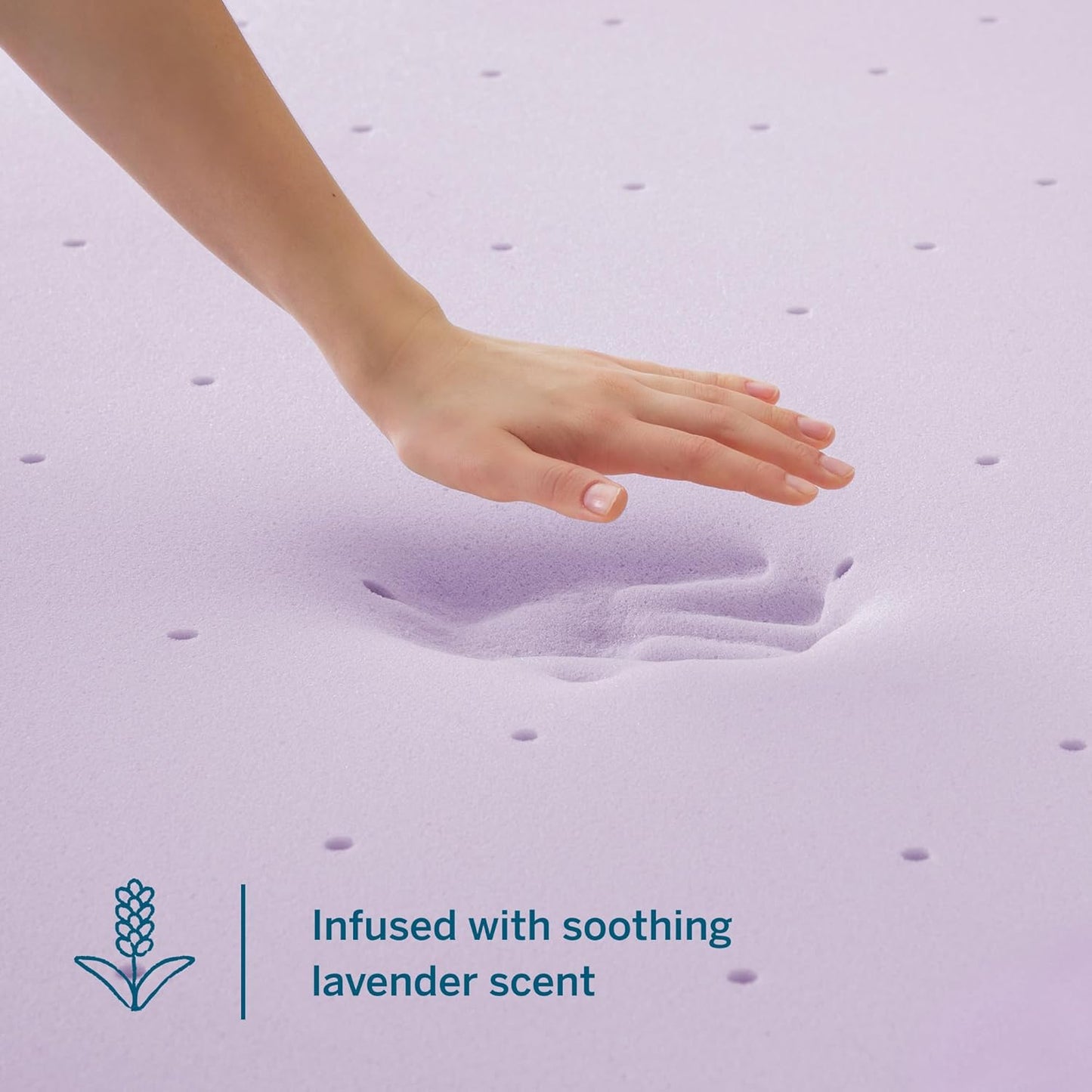 Lucid 4 Inch Lavender Memory Foam Mattress Topper, Queen Size – Essential Oil Infusion – Ultra Plush Feel, Pressure-Relieving Bed Topper – Ventilated and Breathable – CertiPur Certified