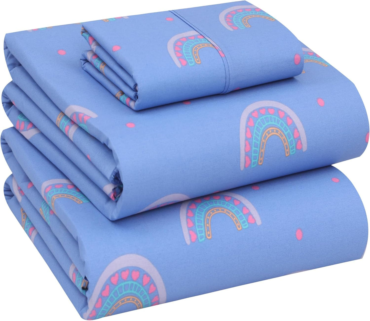 RUVANTI 100% Cotton Sheets Queen Size Set, 4 Pieces, Soft & Breathable Percale Weave Bedding, Deep Pocket 16", Hotel Standard, Crisp Cool Feeling, Durable, Perfect Floral Bed Sheet, Sweet Pea