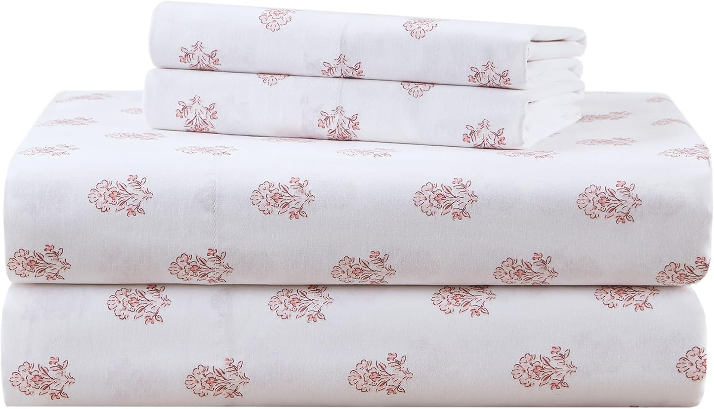 Comfort Spaces 100% Cotton Sheets King, Breathable, Naturally Cool Cotton Sheets, Soft Cotton Bed Sheets with 14" Elastic Pocket Fits up to 16" Mattress, All Seasons Sheet Set, Paisley Multi 4 Piece