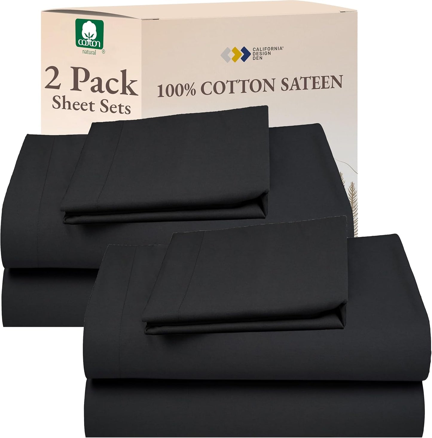 California Design Den Queen Sheet Set - Natural 100% Cotton Sheets Queen Size Bed Set with Deep Pockets, Soft Sateen Weave, Breathable and Durable Bedding (White)