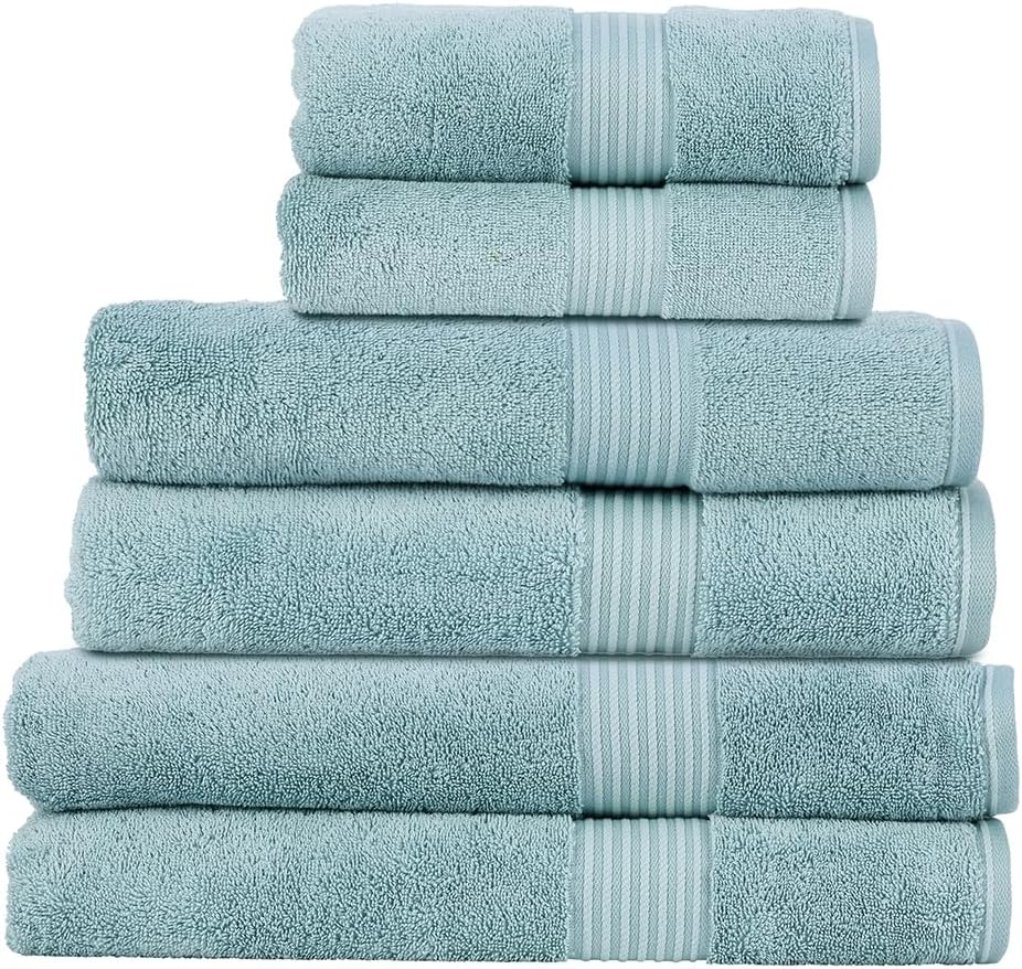 Christy Supreme Hygro 6 Piece Towel Set | Spruce Green | 100% Luxury Supima Cotton | Ultra Soft | Super Absorbent | 650GSM | 2 Bath Towels 2 Hand Towels 2 Face Cloths