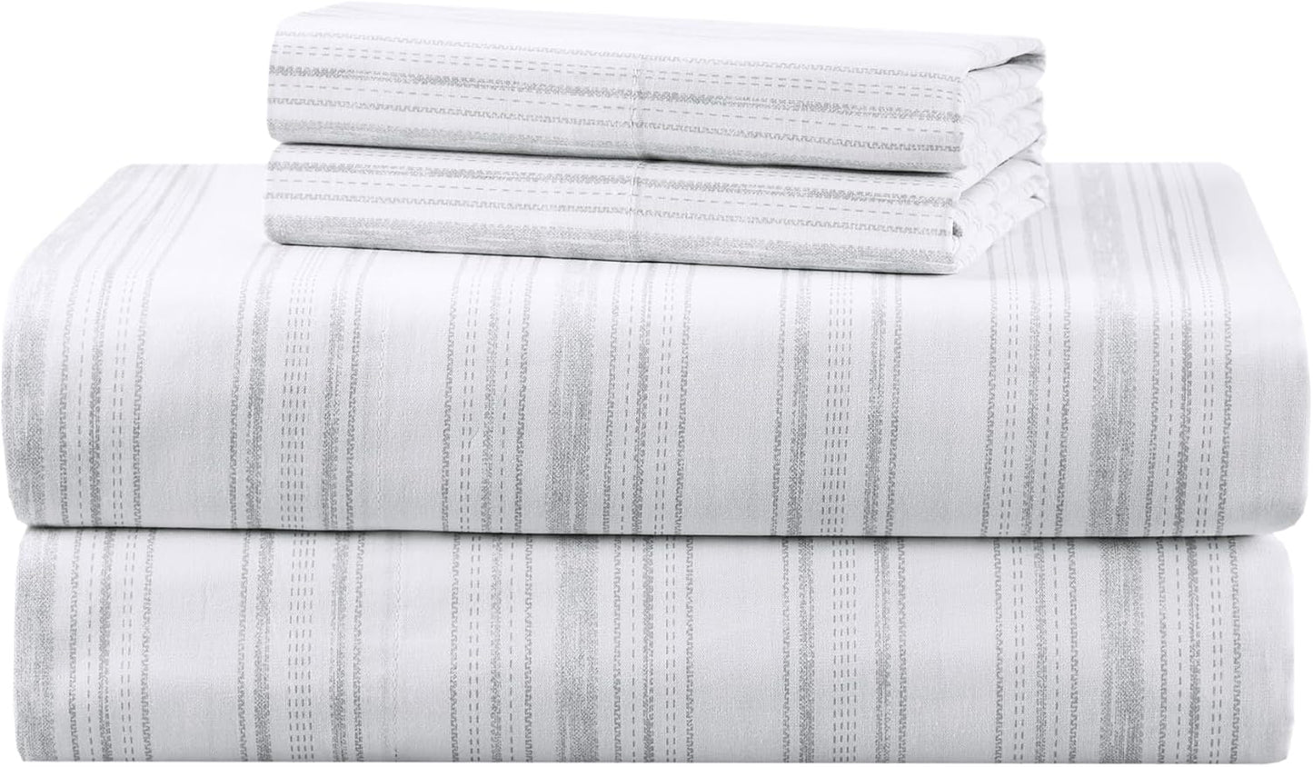 Comfort Spaces 100% Cotton Sheets King, Breathable, Naturally Cool Cotton Sheets, Soft Cotton Bed Sheets with 14" Elastic Pocket Fits up to 16" Mattress, All Seasons Sheet Set, Paisley Multi 4 Piece