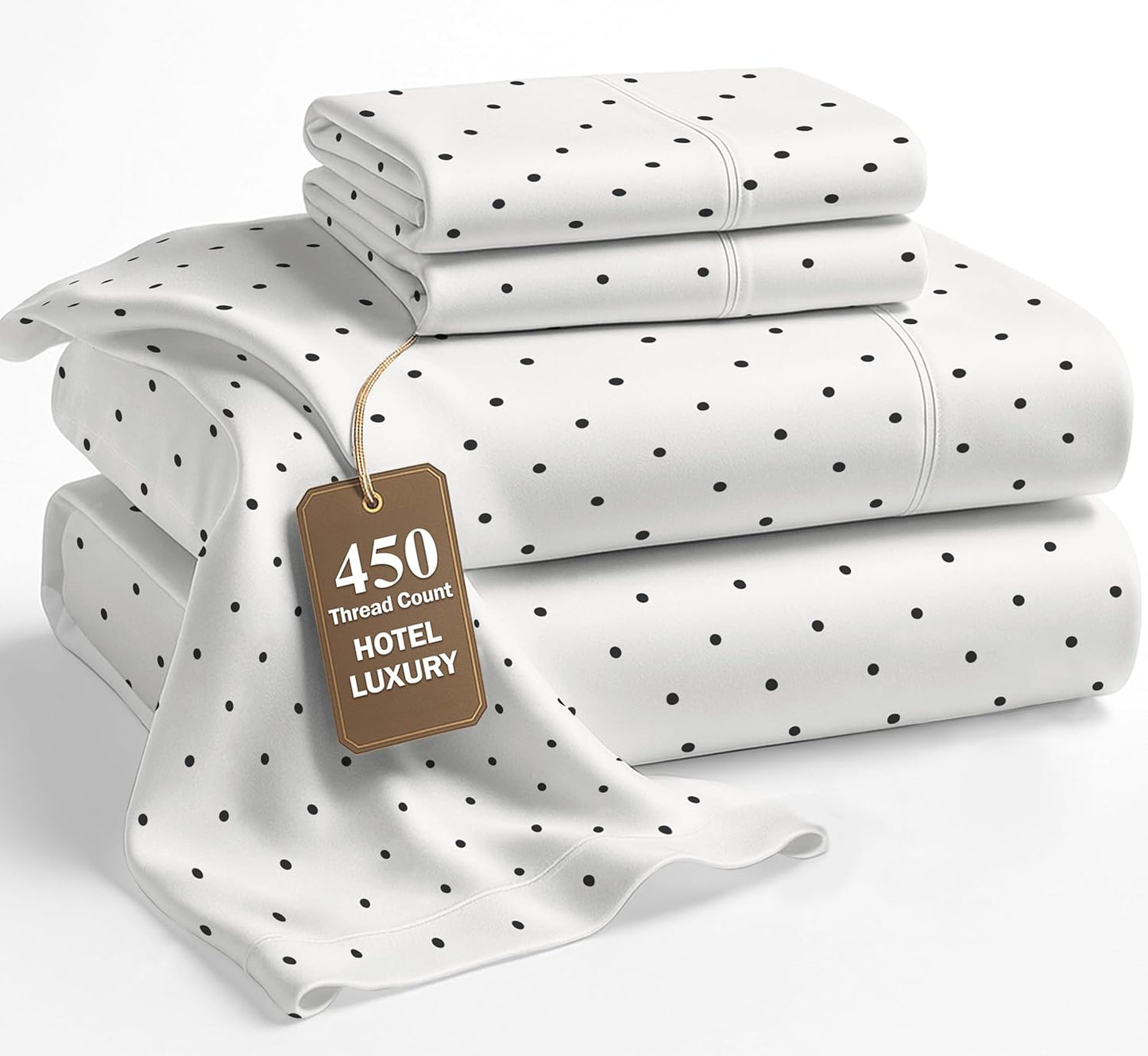 Lane Linen 100% Cotton Sheets – 450 Thread Count Full Size Sheet Set, Naturally Cooling Sateen Sheets, Soft & Comfy, 15” Deep Pocket Fully Elasticized Fitted Sheet, Bedding Sheets & Pillowcases, White