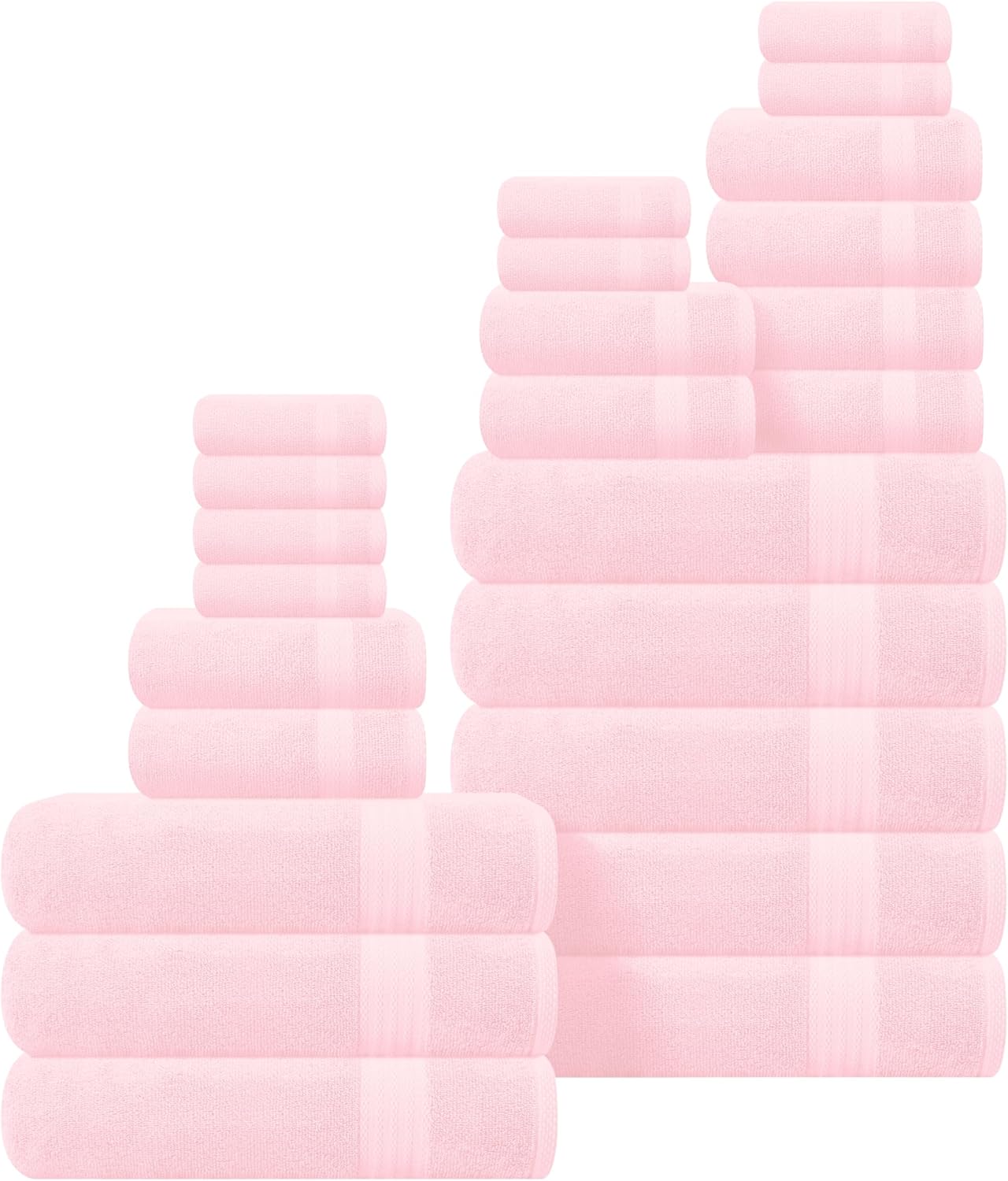 GLAMBURG Ultra Soft 8-Piece Towel Set - 100% Pure Ringspun Cotton, Contains 2 Oversized Bath Towels 27x54, 2 Hand Towels 16x28, 4 Wash Cloths 13x13 - Ideal for Everyday use, Hotel & Spa - Pink