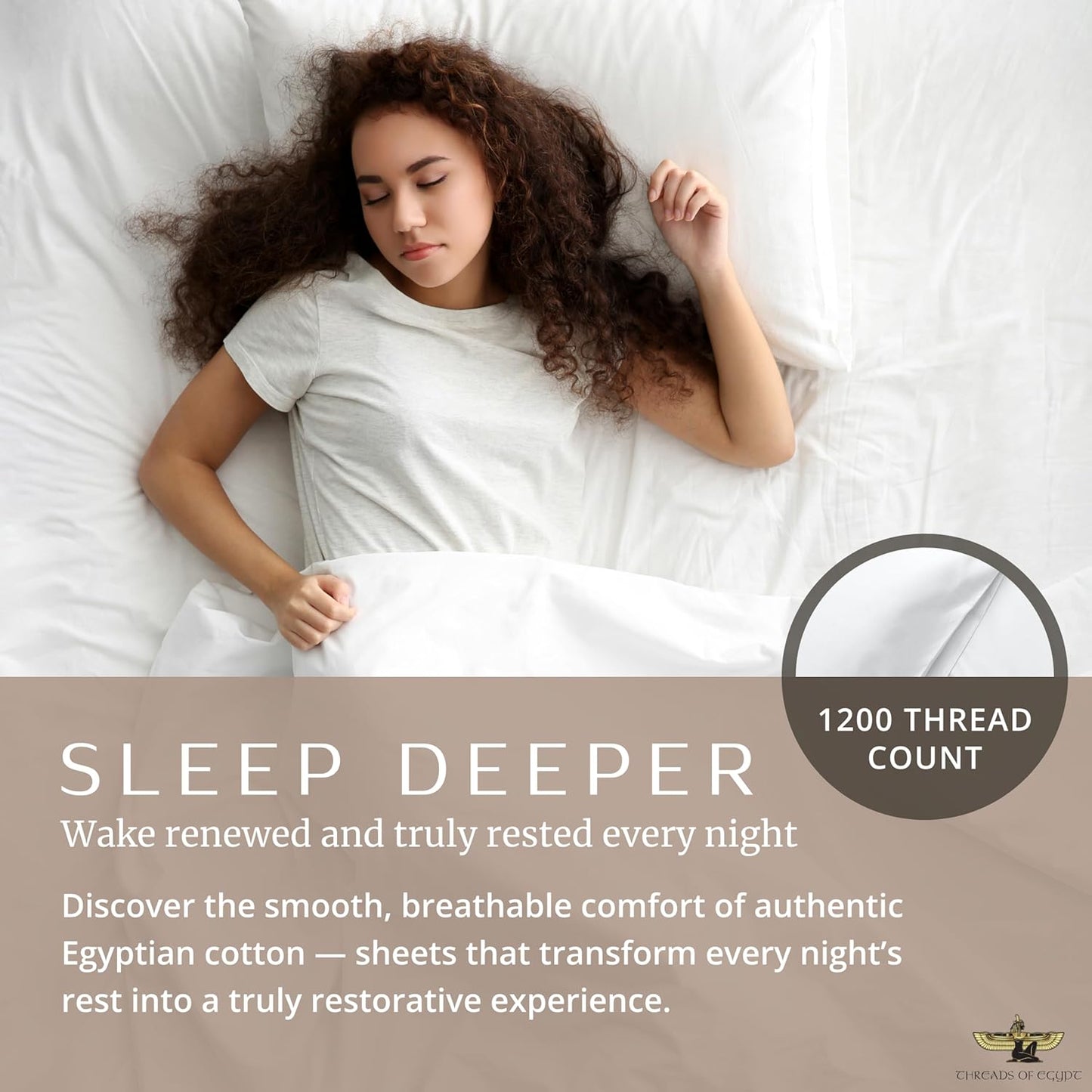 100% Egyptian Cotton Sheets King Size | 1200 Thread Count | CEA Gold Seal Certified | Heavyweight & Ultra Smooth Finish | Cooling for Hot Sleepers | 18" Deep Pocket [Dune]