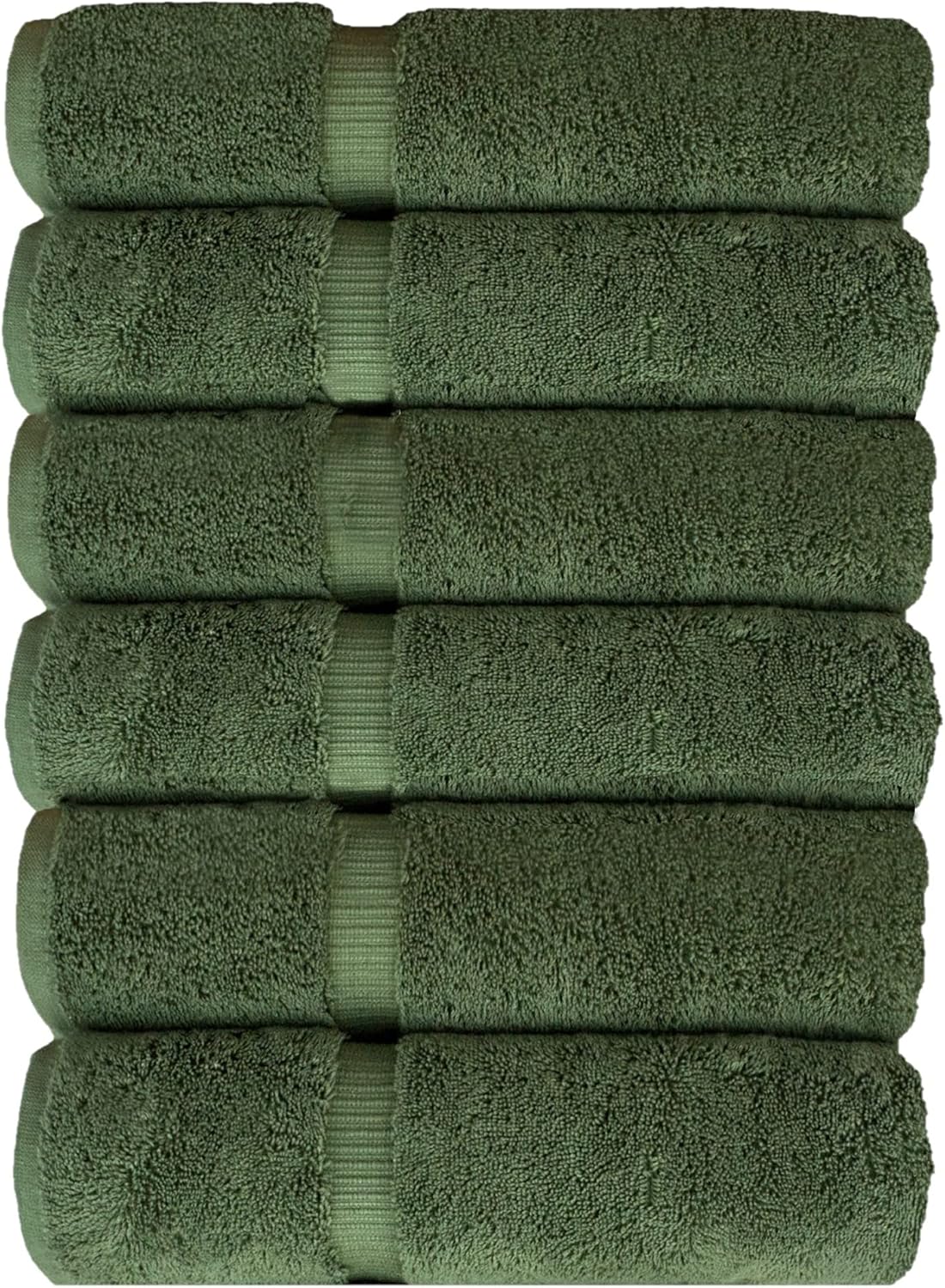 Luxury Hotel & Spa Quality, Quick Dry 100% Turkish Cotton, 700 GSM, Eco Friendly Towel, Bathroom and Kitchen Dobby Border Towels, 2-Bath Towel, 2-Hand Towel, 2-Washcloth (Bundle Set of 6, Moss)