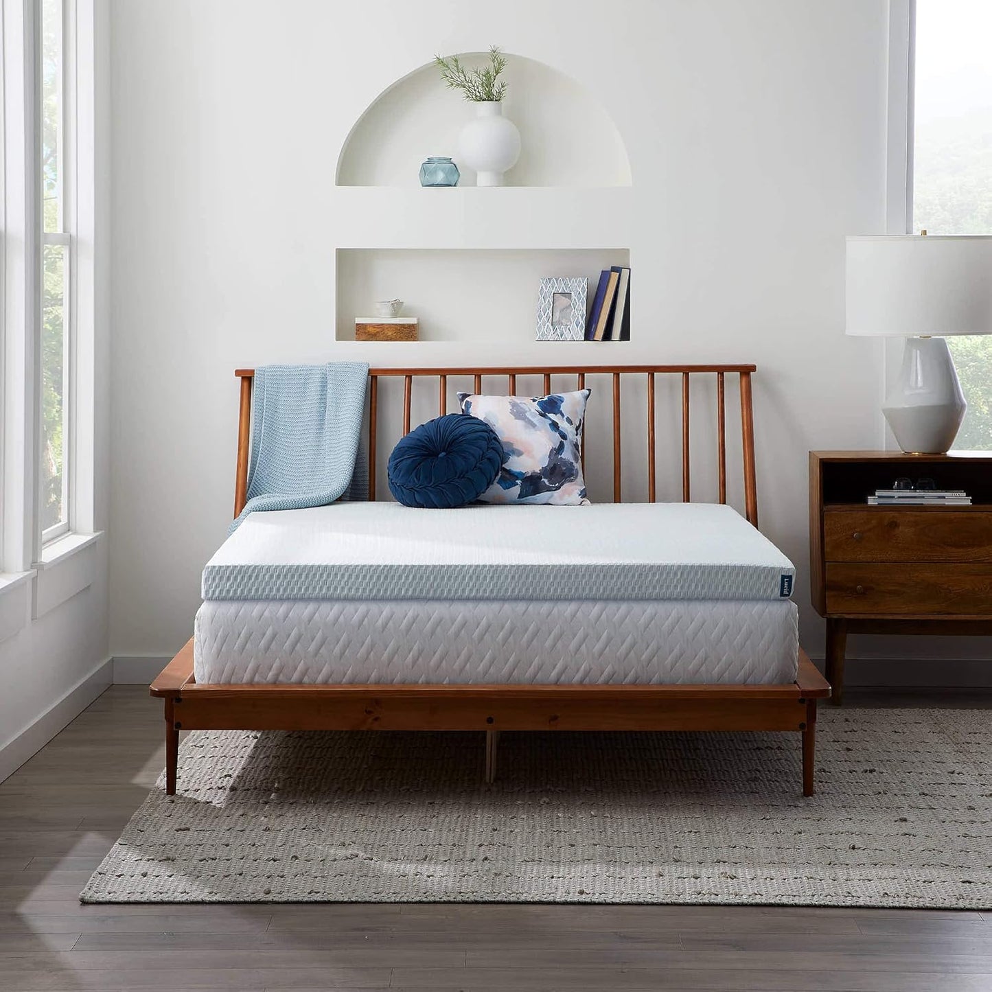 Lucid 4 Inch Lavender Memory Foam Mattress Topper, Queen Size – Essential Oil Infusion – Ultra Plush Feel, Pressure-Relieving Bed Topper – Ventilated and Breathable – CertiPur Certified