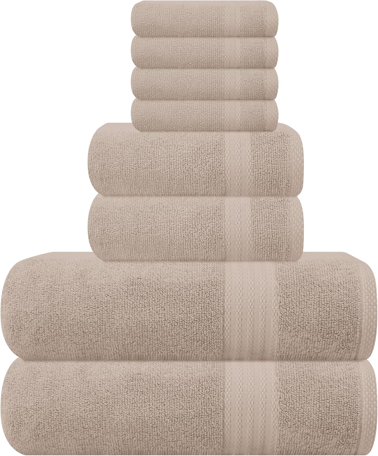 GLAMBURG Ultra Soft 8-Piece Towel Set - 100% Pure Ringspun Cotton, Contains 2 Oversized Bath Towels 27x54, 2 Hand Towels 16x28, 4 Wash Cloths 13x13 - Ideal for Everyday use, Hotel & Spa - Pink