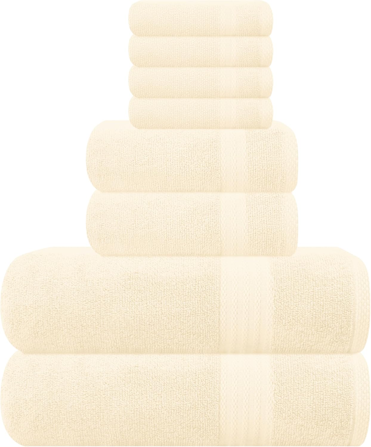 GLAMBURG Ultra Soft 8-Piece Towel Set - 100% Pure Ringspun Cotton, Contains 2 Oversized Bath Towels 27x54, 2 Hand Towels 16x28, 4 Wash Cloths 13x13 - Ideal for Everyday use, Hotel & Spa - Pink