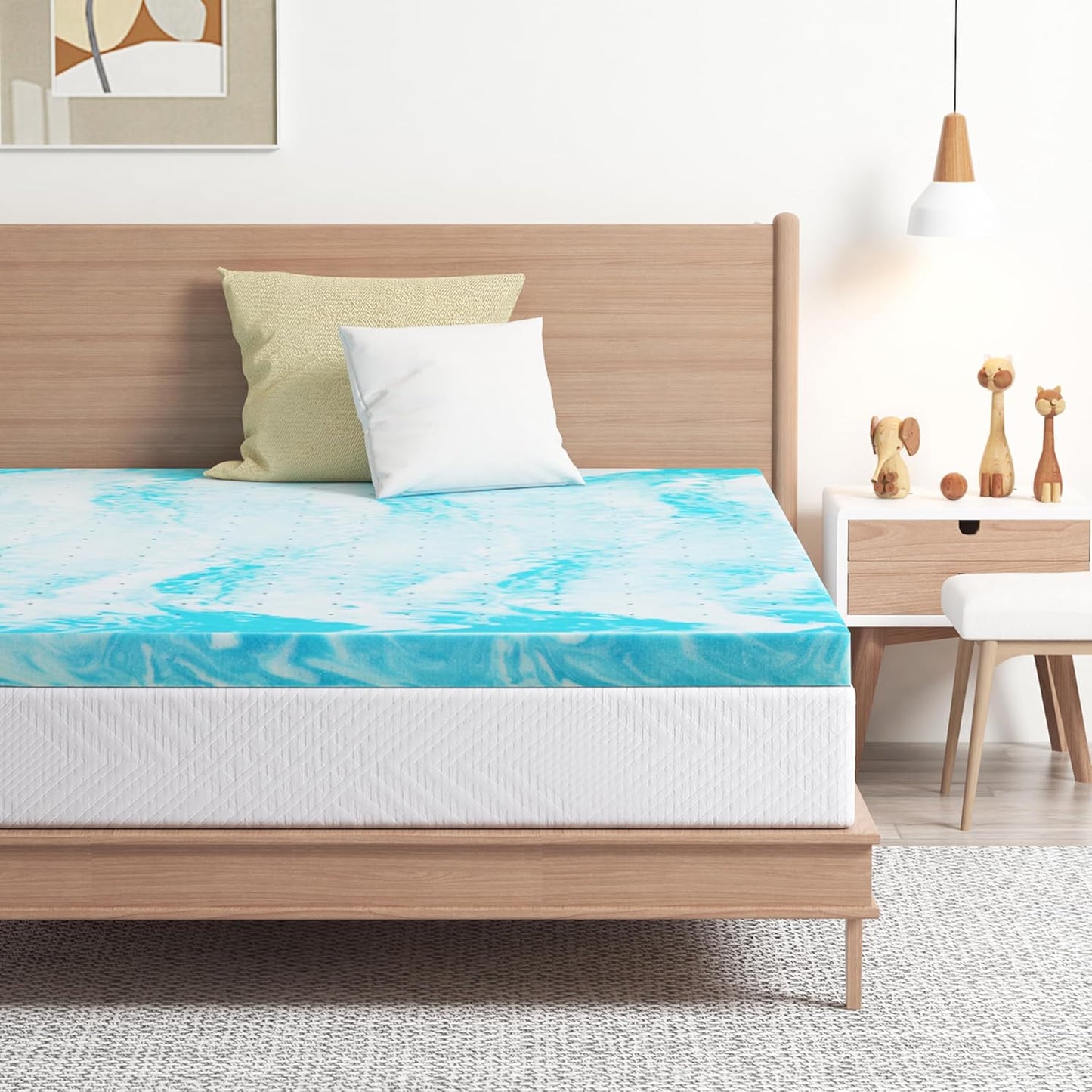 EGO Topper 3 Inch Queen Memory Foam Mattress Topper, Gel Foam Mattress Topper for Pressure Relief, Ventilated Design Bed Topper in a Box, CertiPUR-US Certified, 60"×80", Medium