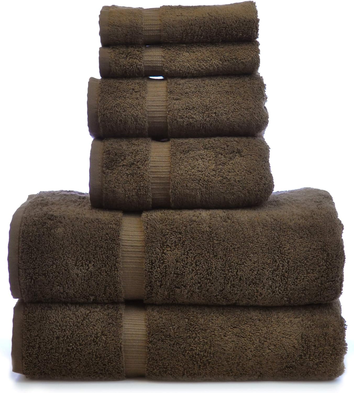 Luxury Hotel & Spa Quality, Quick Dry 100% Turkish Cotton, 700 GSM, Eco Friendly Towel, Bathroom and Kitchen Dobby Border Towels, 2-Bath Towel, 2-Hand Towel, 2-Washcloth (Bundle Set of 6, Moss)