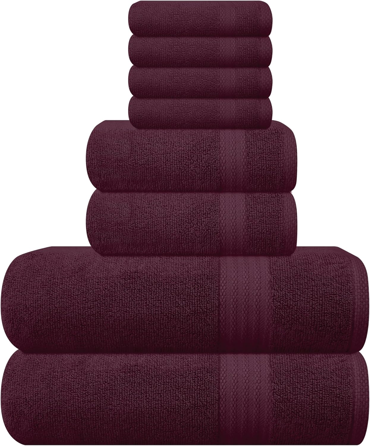 GLAMBURG Ultra Soft 8-Piece Towel Set - 100% Pure Ringspun Cotton, Contains 2 Oversized Bath Towels 27x54, 2 Hand Towels 16x28, 4 Wash Cloths 13x13 - Ideal for Everyday use, Hotel & Spa - Pink