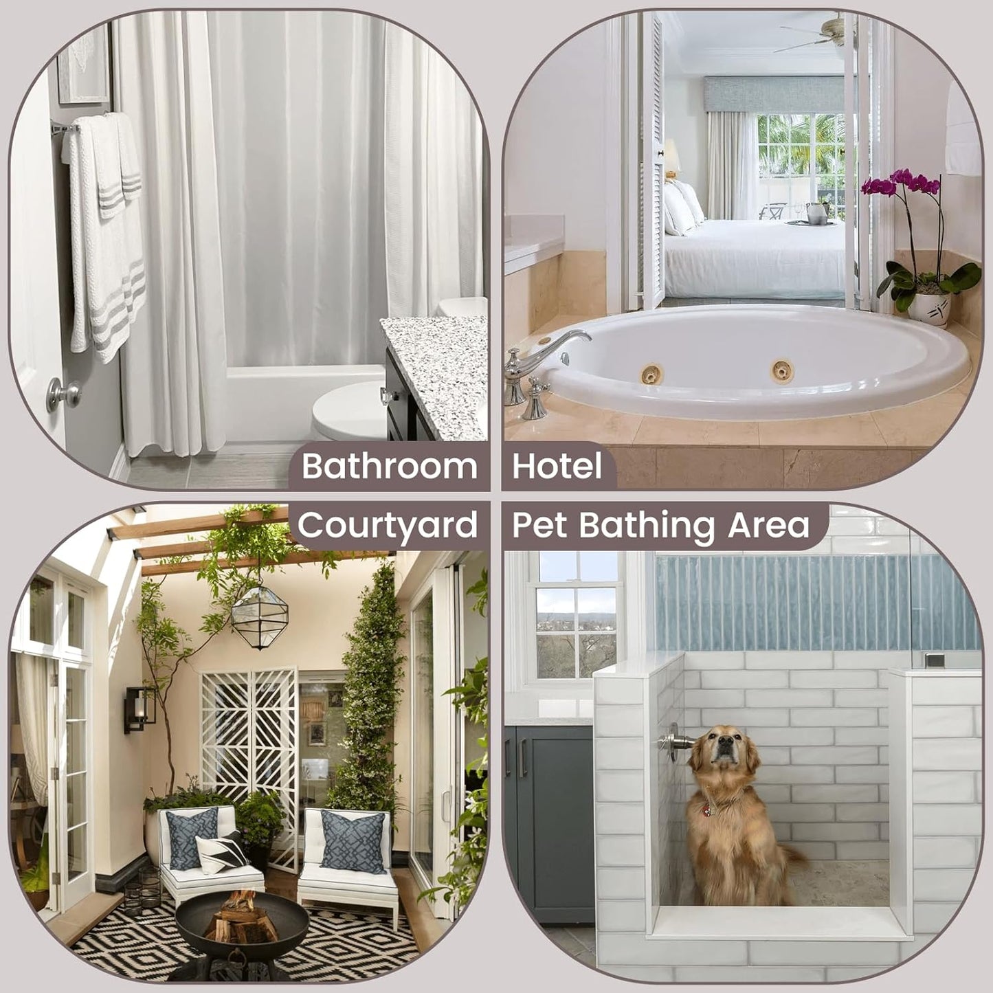 No Hook Slub Textured Shower Curtain with Snap in Liner - Black Fabric Outer Curtain & Waterproof Inner Liner, Hotel Style with See Through Top Window, 71x74 in