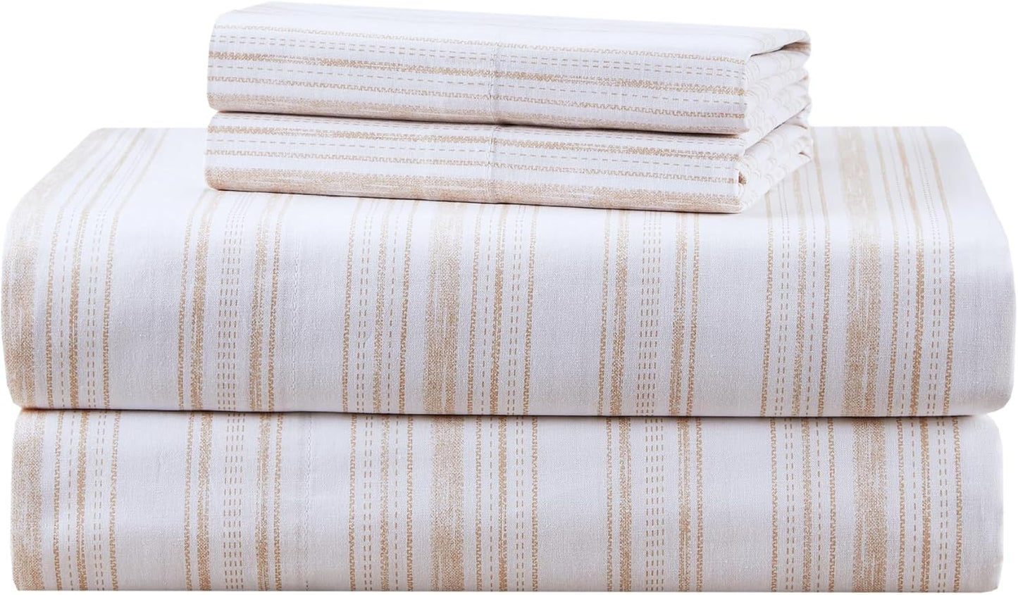 Comfort Spaces 100% Cotton Sheets King, Breathable, Naturally Cool Cotton Sheets, Soft Cotton Bed Sheets with 14" Elastic Pocket Fits up to 16" Mattress, All Seasons Sheet Set, Paisley Multi 4 Piece