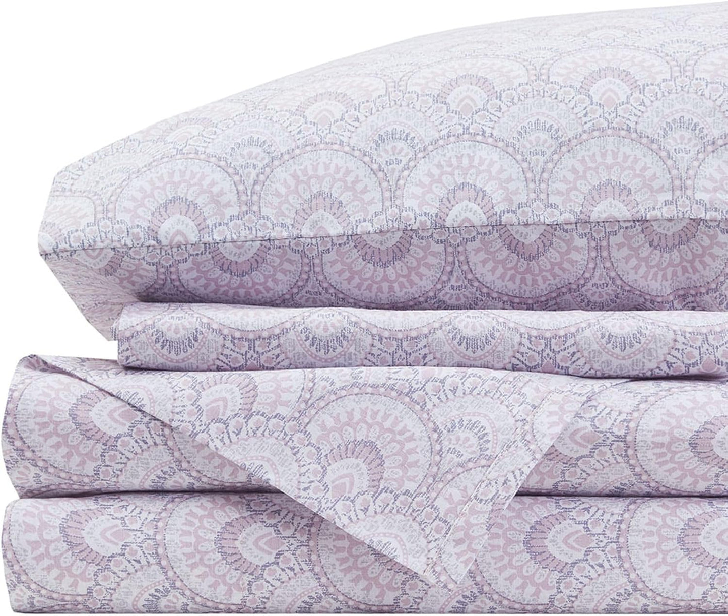 Comfort Spaces 100% Cotton Sheets King, Breathable, Naturally Cool Cotton Sheets, Soft Cotton Bed Sheets with 14" Elastic Pocket Fits up to 16" Mattress, All Seasons Sheet Set, Paisley Multi 4 Piece
