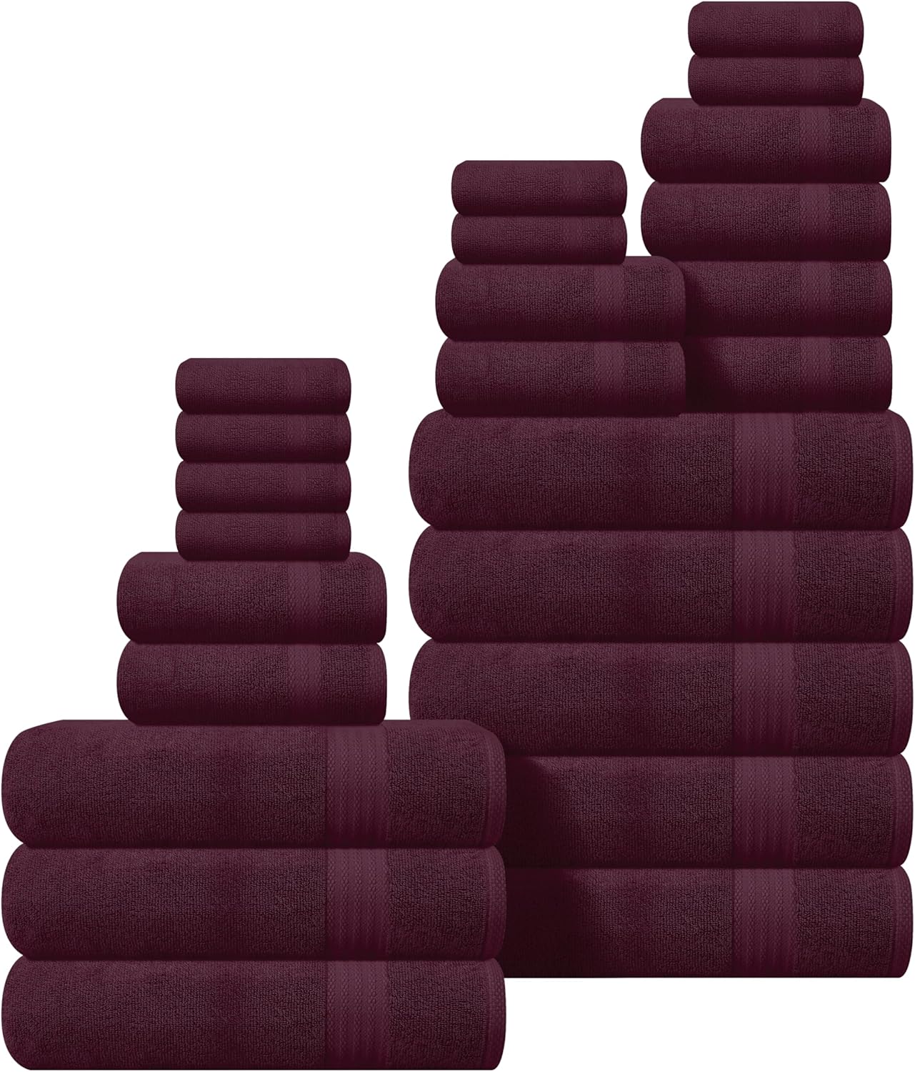GLAMBURG Ultra Soft 8-Piece Towel Set - 100% Pure Ringspun Cotton, Contains 2 Oversized Bath Towels 27x54, 2 Hand Towels 16x28, 4 Wash Cloths 13x13 - Ideal for Everyday use, Hotel & Spa - Pink