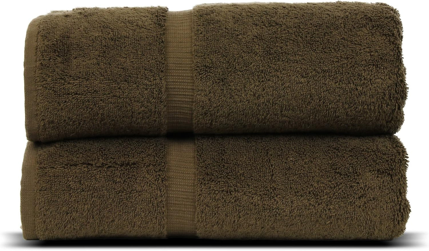 Luxury Hotel & Spa Quality, Quick Dry 100% Turkish Cotton, 700 GSM, Eco Friendly Towel, Bathroom and Kitchen Dobby Border Towels, 2-Bath Towel, 2-Hand Towel, 2-Washcloth (Bundle Set of 6, Moss)