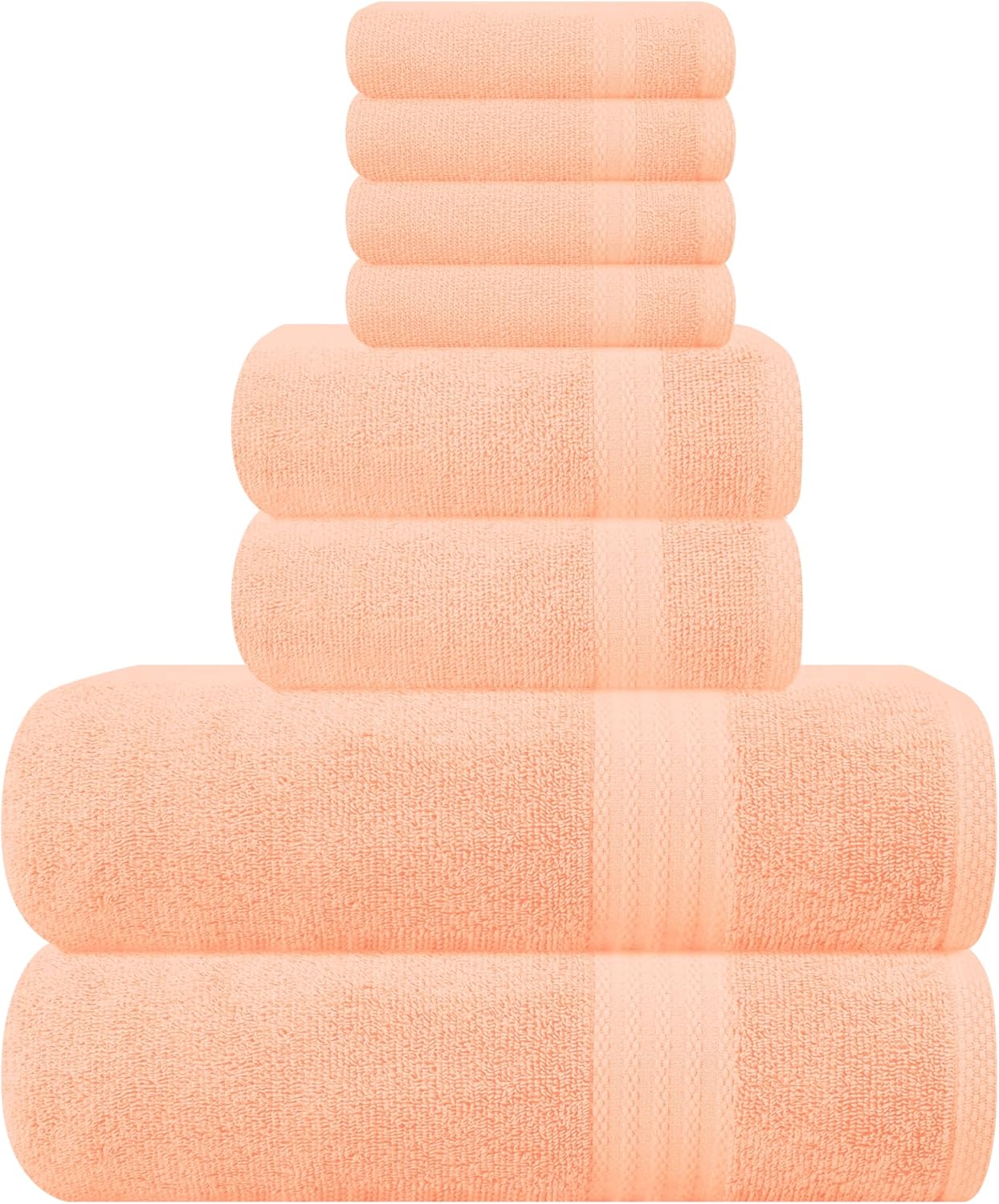 GLAMBURG Ultra Soft 8-Piece Towel Set - 100% Pure Ringspun Cotton, Contains 2 Oversized Bath Towels 27x54, 2 Hand Towels 16x28, 4 Wash Cloths 13x13 - Ideal for Everyday use, Hotel & Spa - Pink