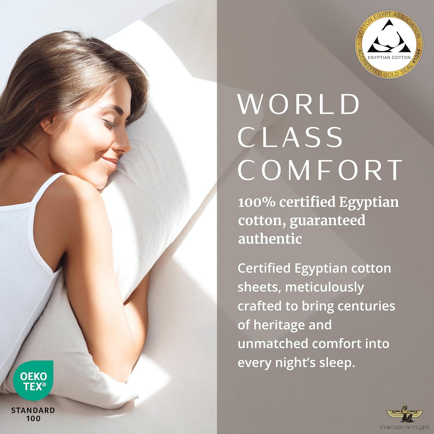 100% Egyptian Cotton Sheets King Size | 1200 Thread Count | CEA Gold Seal Certified | Heavyweight & Ultra Smooth Finish | Cooling for Hot Sleepers | 18" Deep Pocket [Dune]
