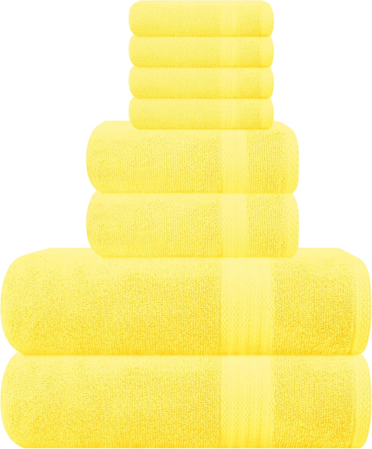 GLAMBURG Ultra Soft 8-Piece Towel Set - 100% Pure Ringspun Cotton, Contains 2 Oversized Bath Towels 27x54, 2 Hand Towels 16x28, 4 Wash Cloths 13x13 - Ideal for Everyday use, Hotel & Spa - Pink