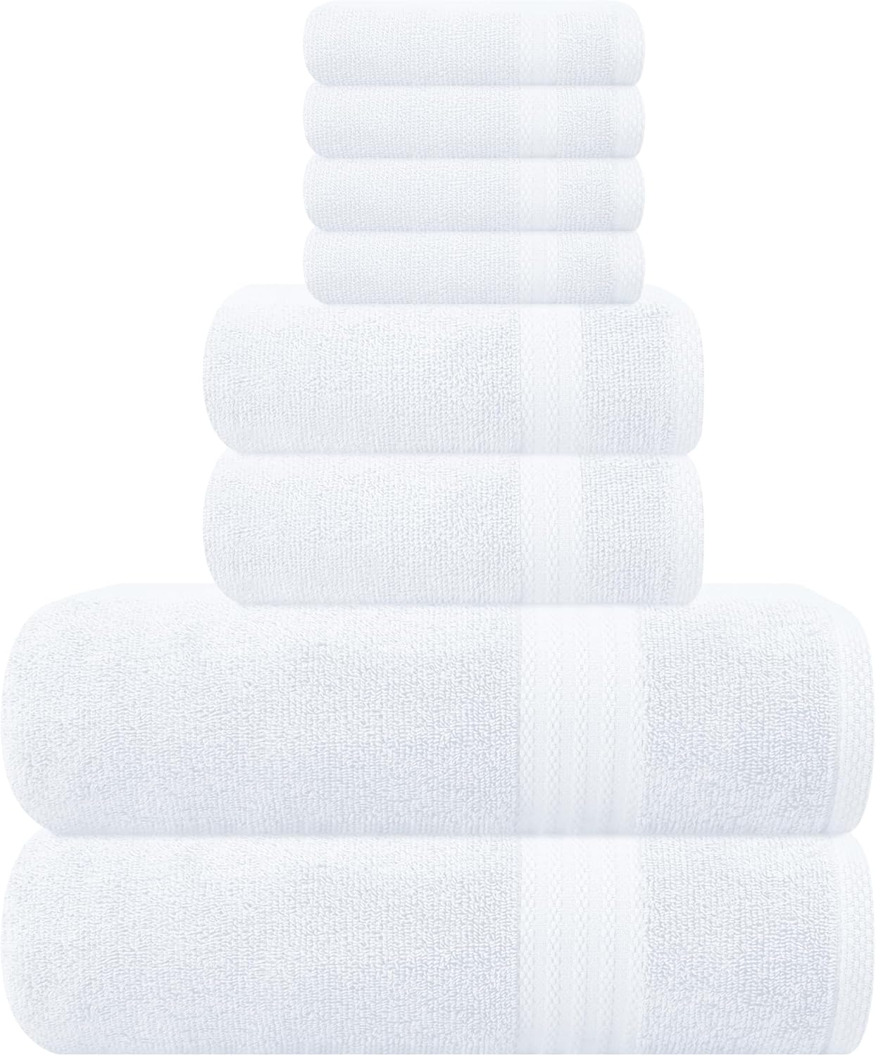 GLAMBURG Ultra Soft 8-Piece Towel Set - 100% Pure Ringspun Cotton, Contains 2 Oversized Bath Towels 27x54, 2 Hand Towels 16x28, 4 Wash Cloths 13x13 - Ideal for Everyday use, Hotel & Spa - Pink