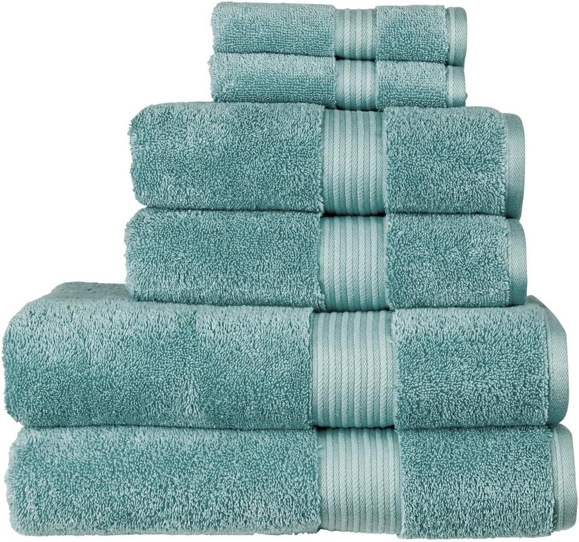 Christy Supreme Hygro 6 Piece Towel Set | Spruce Green | 100% Luxury Supima Cotton | Ultra Soft | Super Absorbent | 650GSM | 2 Bath Towels 2 Hand Towels 2 Face Cloths