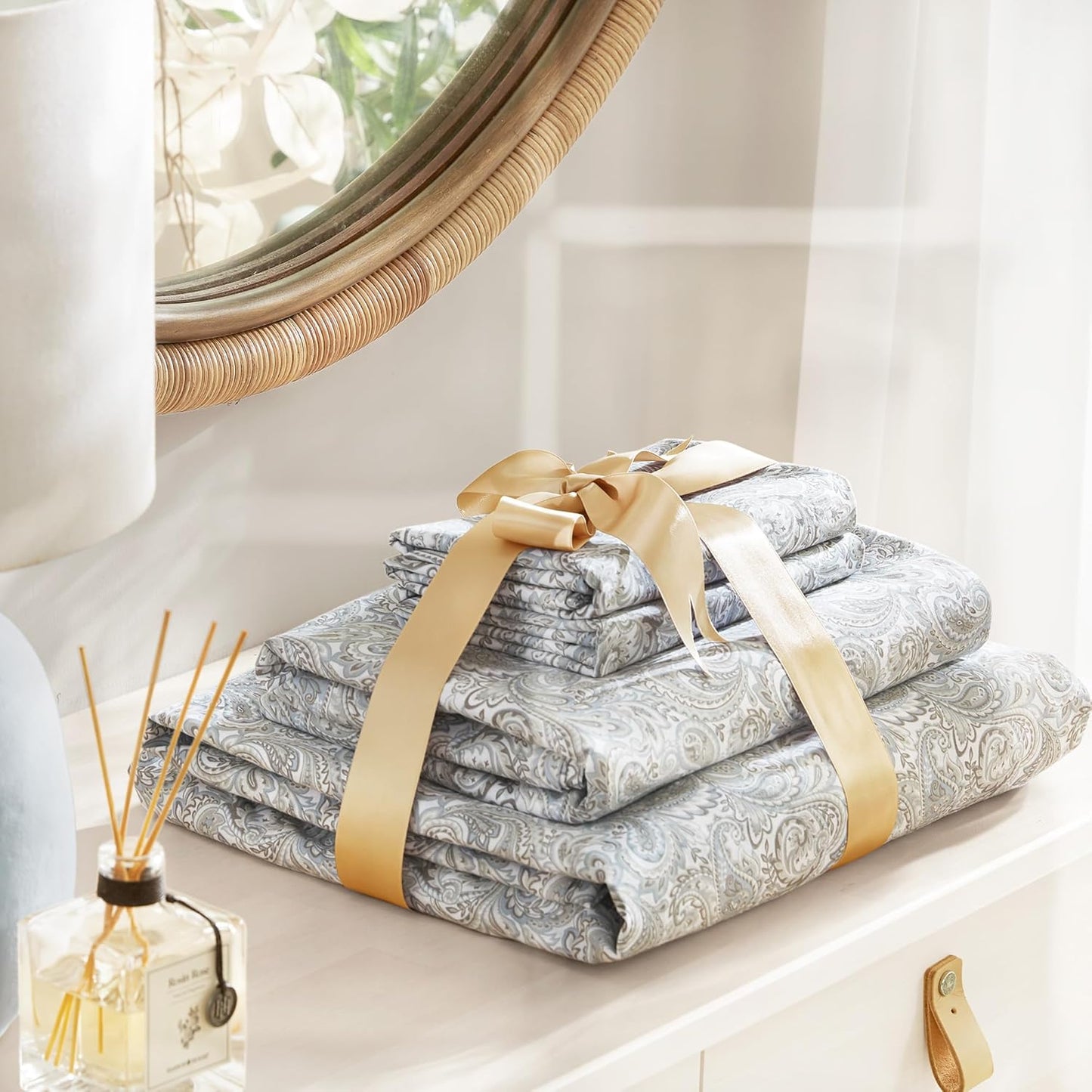 Comfort Spaces 100% Cotton Sheets King, Breathable, Naturally Cool Cotton Sheets, Soft Cotton Bed Sheets with 14" Elastic Pocket Fits up to 16" Mattress, All Seasons Sheet Set, Paisley Multi 4 Piece