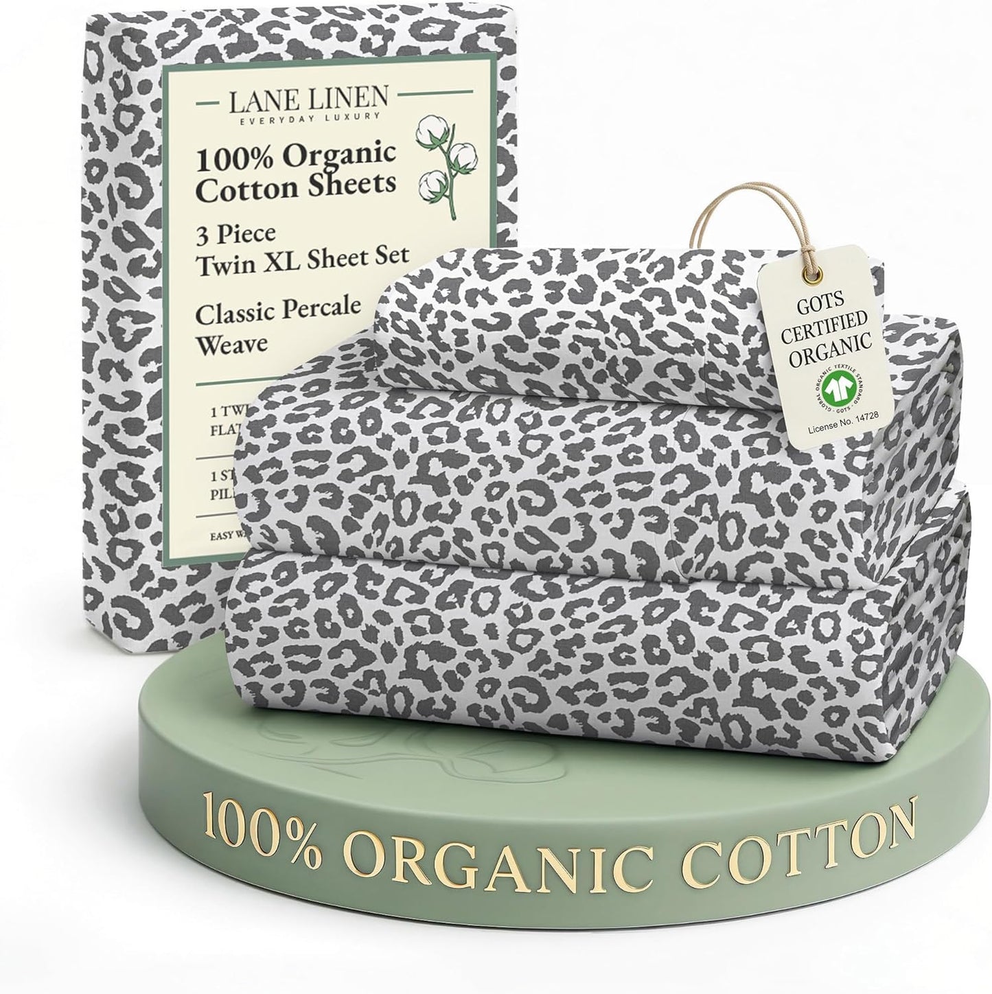 LANE LINEN 100% Organic Cotton Twin Sheets Set, 3Pc Twin Bed Sheets, Soft & Comfy Breathable Cotton Percale Sheets for Twin Size Bed, Dorm Room Essentials Low Pill Fade Resistant White Sheets