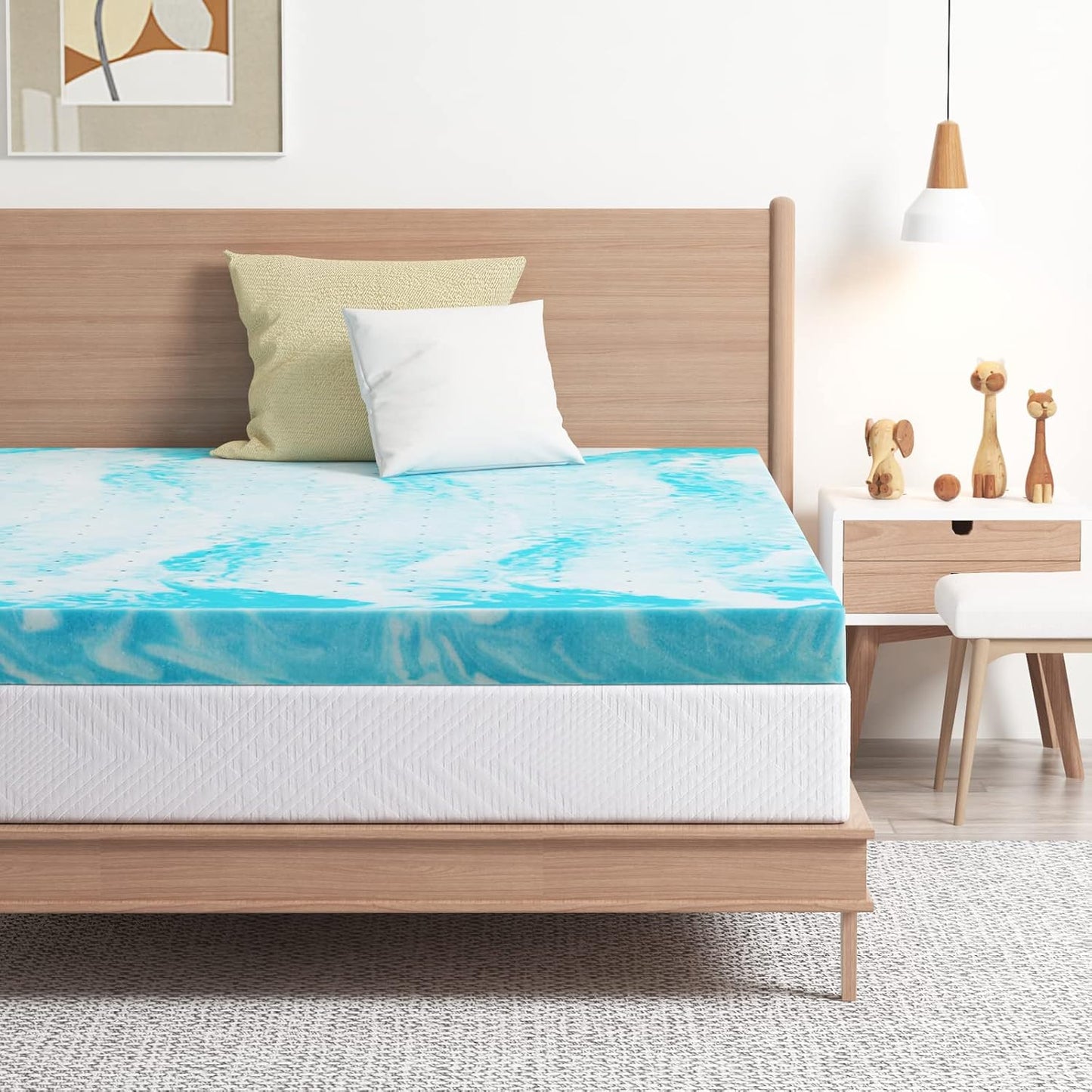 EGO Topper 3 Inch Queen Memory Foam Mattress Topper, Gel Foam Mattress Topper for Pressure Relief, Ventilated Design Bed Topper in a Box, CertiPUR-US Certified, 60"×80", Medium