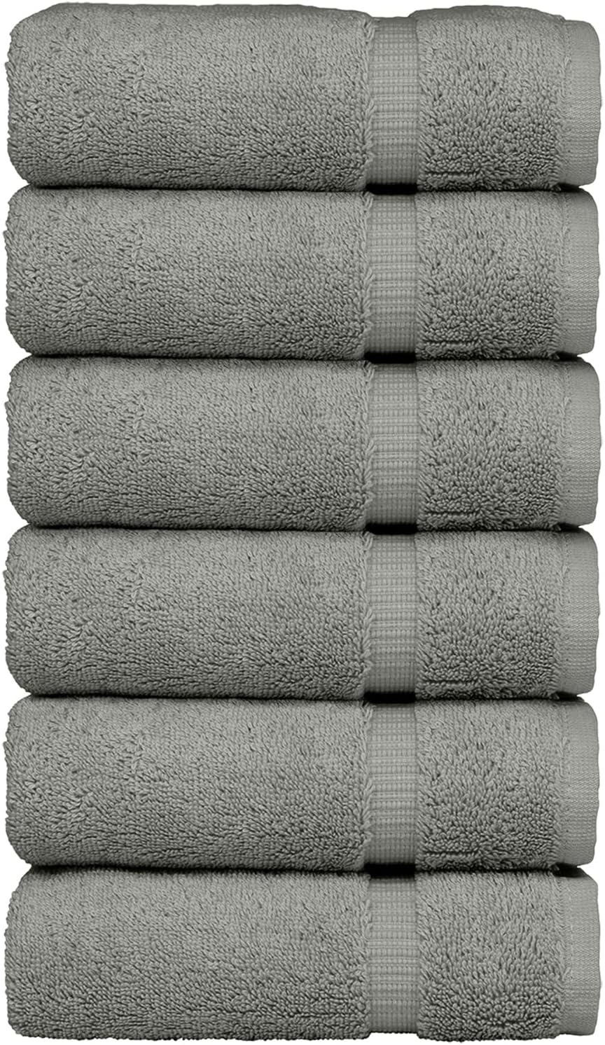 Luxury Hotel & Spa Quality, Quick Dry 100% Turkish Cotton, 700 GSM, Eco Friendly Towel, Bathroom and Kitchen Dobby Border Towels, 2-Bath Towel, 2-Hand Towel, 2-Washcloth (Bundle Set of 6, Moss)