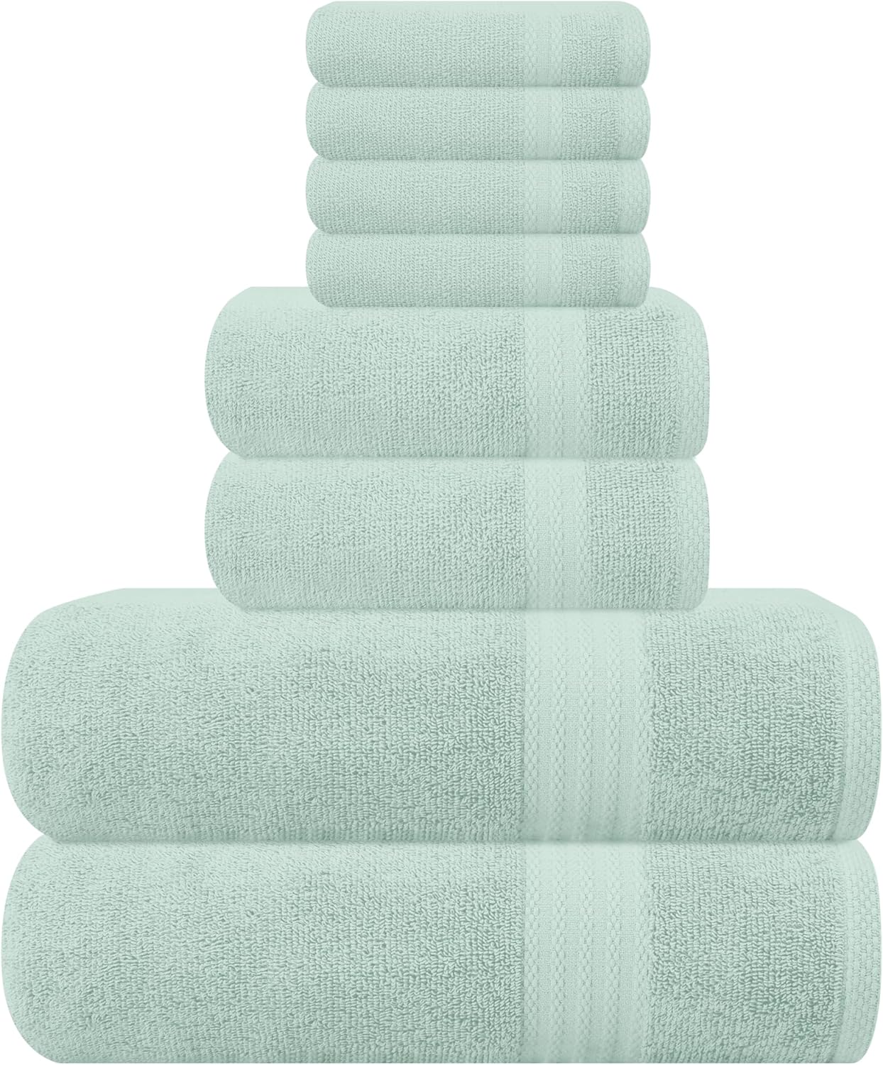 GLAMBURG Ultra Soft 8-Piece Towel Set - 100% Pure Ringspun Cotton, Contains 2 Oversized Bath Towels 27x54, 2 Hand Towels 16x28, 4 Wash Cloths 13x13 - Ideal for Everyday use, Hotel & Spa - Pink