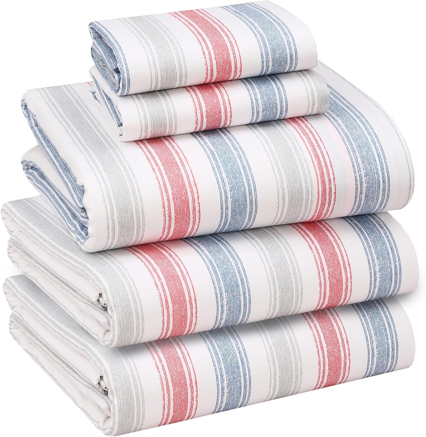 RUVANTI 100% Cotton Sheets Queen Size Set, 4 Pieces, Soft & Breathable Percale Weave Bedding, Deep Pocket 16", Hotel Standard, Crisp Cool Feeling, Durable, Perfect Floral Bed Sheet, Sweet Pea