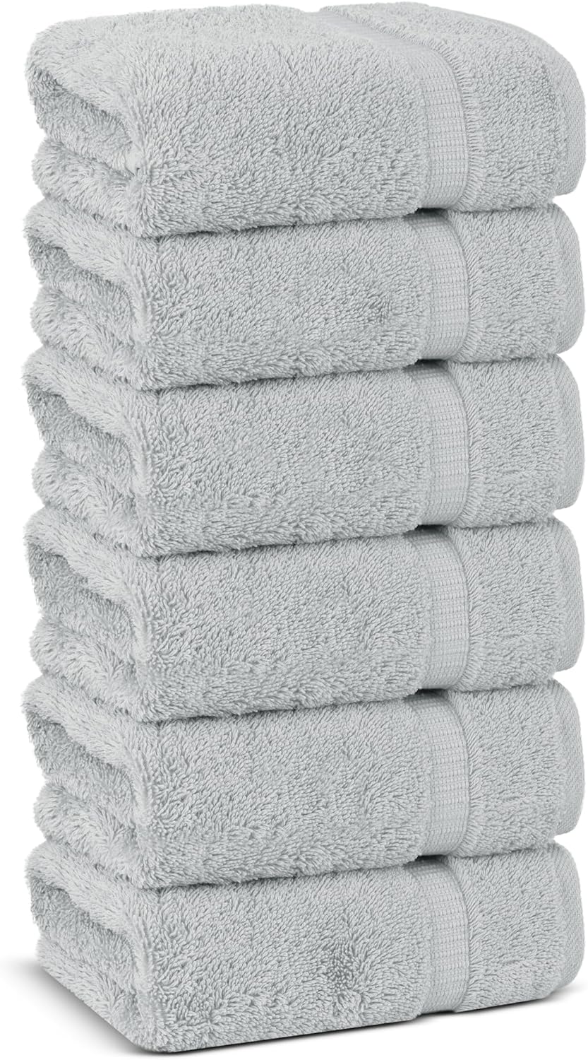 Chakir Turkish Linens Luxury Spa and Hotel Quality Premium Cotton 6-Piece Towel Set (2 x Bath Towels, 2 x Hand Towels, 2 x Washcloths)