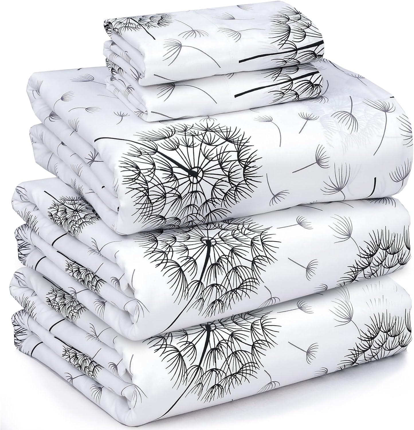 RUVANTI 100% Cotton Sheets Queen Size Set, 4 Pieces, Soft & Breathable Percale Weave Bedding, Deep Pocket 16", Hotel Standard, Crisp Cool Feeling, Durable, Perfect Floral Bed Sheet, Sweet Pea