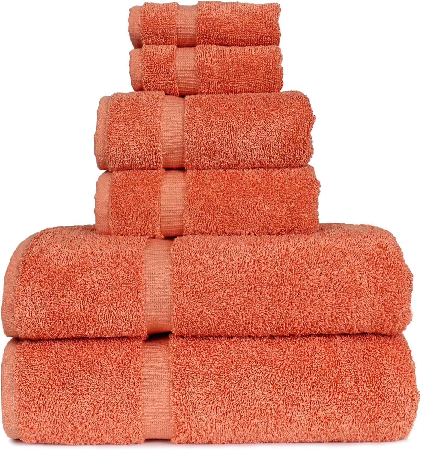 Luxury Hotel & Spa Quality, Quick Dry 100% Turkish Cotton, 700 GSM, Eco Friendly Towel, Bathroom and Kitchen Dobby Border Towels, 2-Bath Towel, 2-Hand Towel, 2-Washcloth (Bundle Set of 6, Moss)