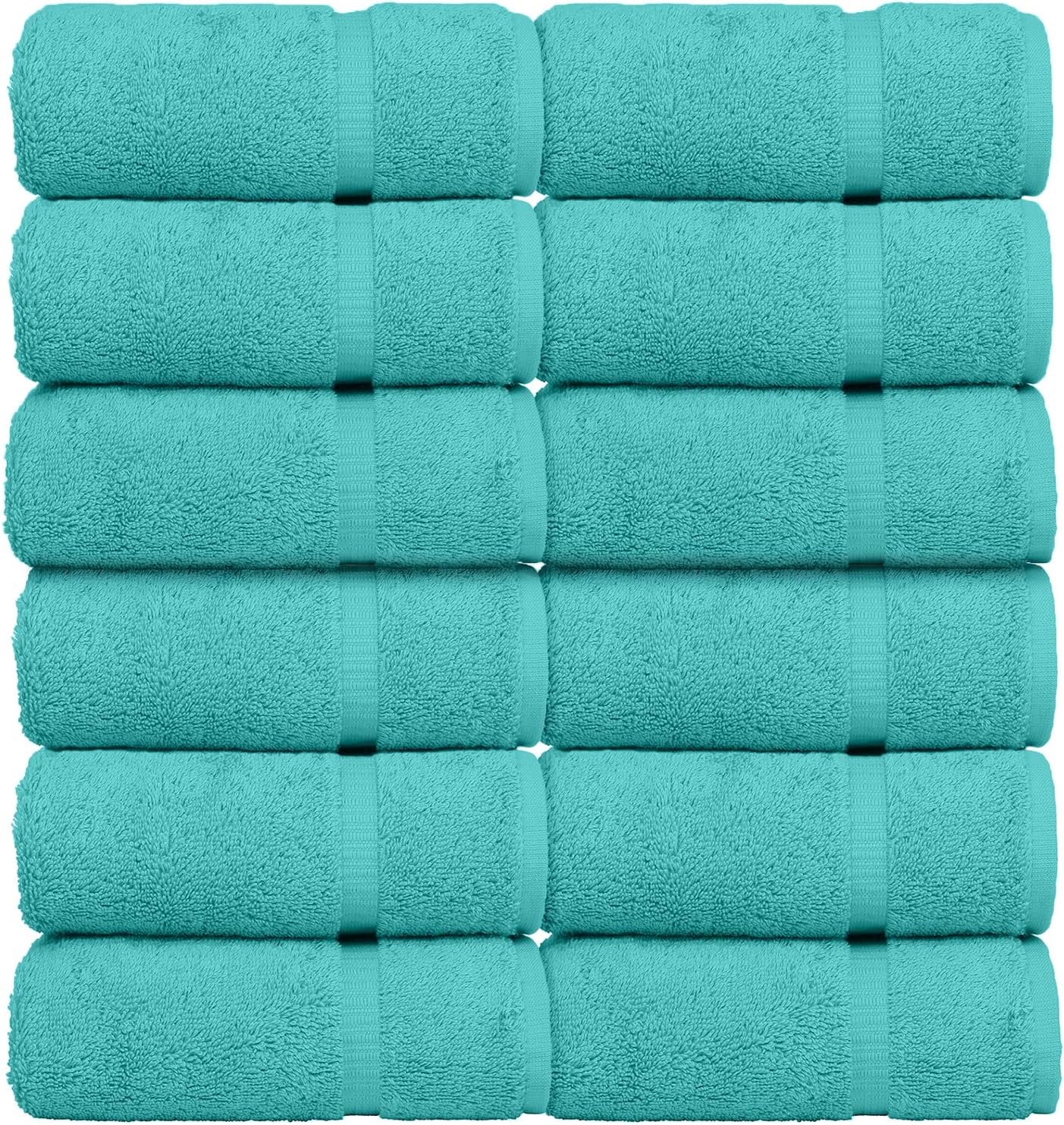 Luxury Hotel & Spa Quality, Quick Dry 100% Turkish Cotton, 700 GSM, Eco Friendly Towel, Bathroom and Kitchen Dobby Border Towels, 2-Bath Towel, 2-Hand Towel, 2-Washcloth (Bundle Set of 6, Moss)