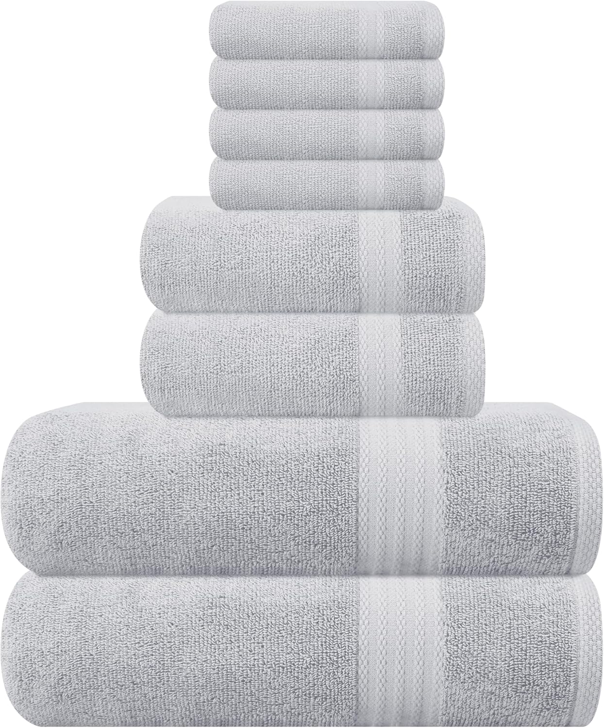 GLAMBURG Ultra Soft 8-Piece Towel Set - 100% Pure Ringspun Cotton, Contains 2 Oversized Bath Towels 27x54, 2 Hand Towels 16x28, 4 Wash Cloths 13x13 - Ideal for Everyday use, Hotel & Spa - Pink