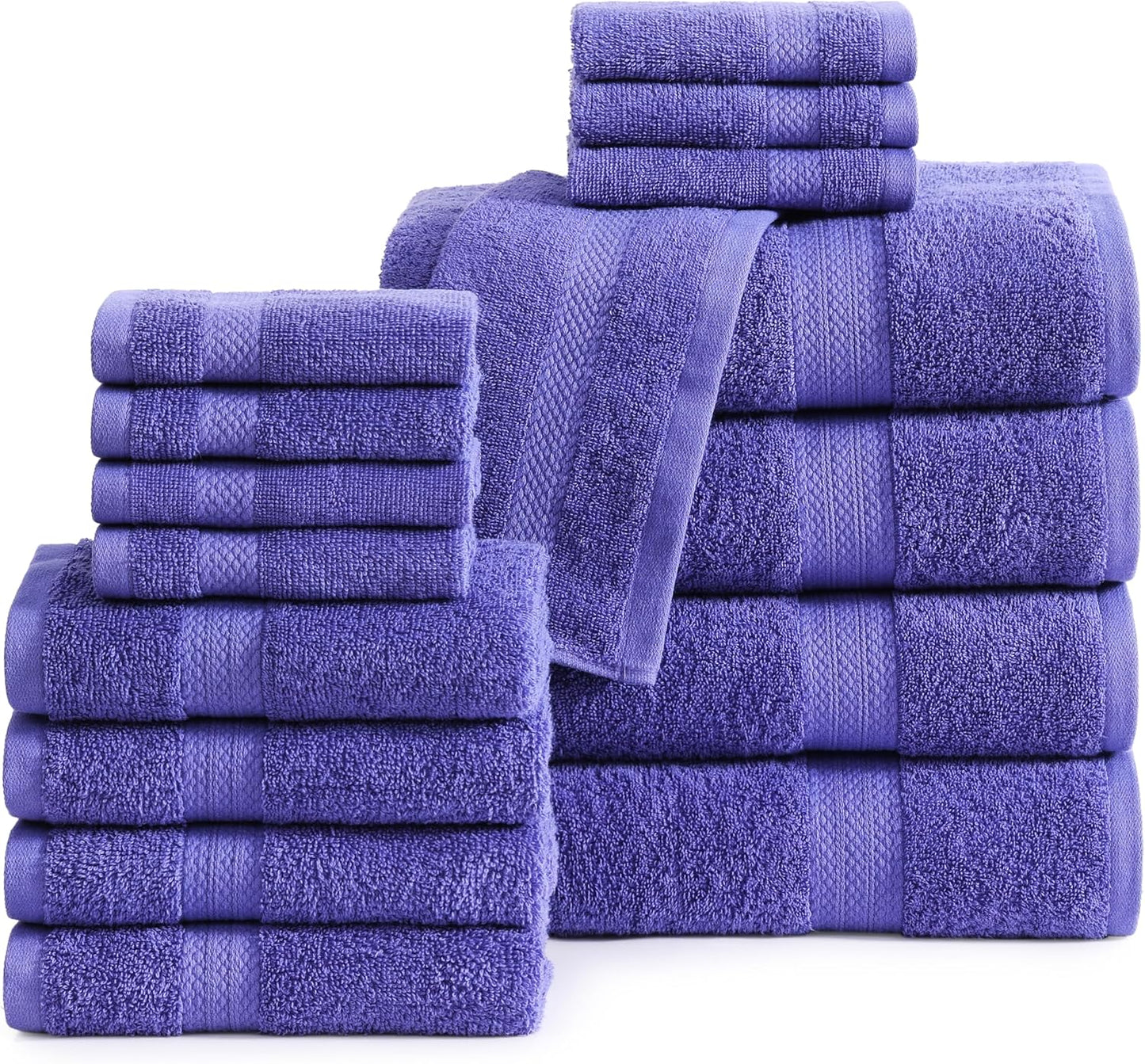 LANE LINEN 100% Mercerized Cotton Luxury Bathroom Towel Set - 16 Pcs - Super Soft, Fluffy & Highly Absorbent - 4 Bath Towels, 8 Washcloths, 4 Hand Towels - Pre Shrunk, Pet Friendly - Wishful Mauve
